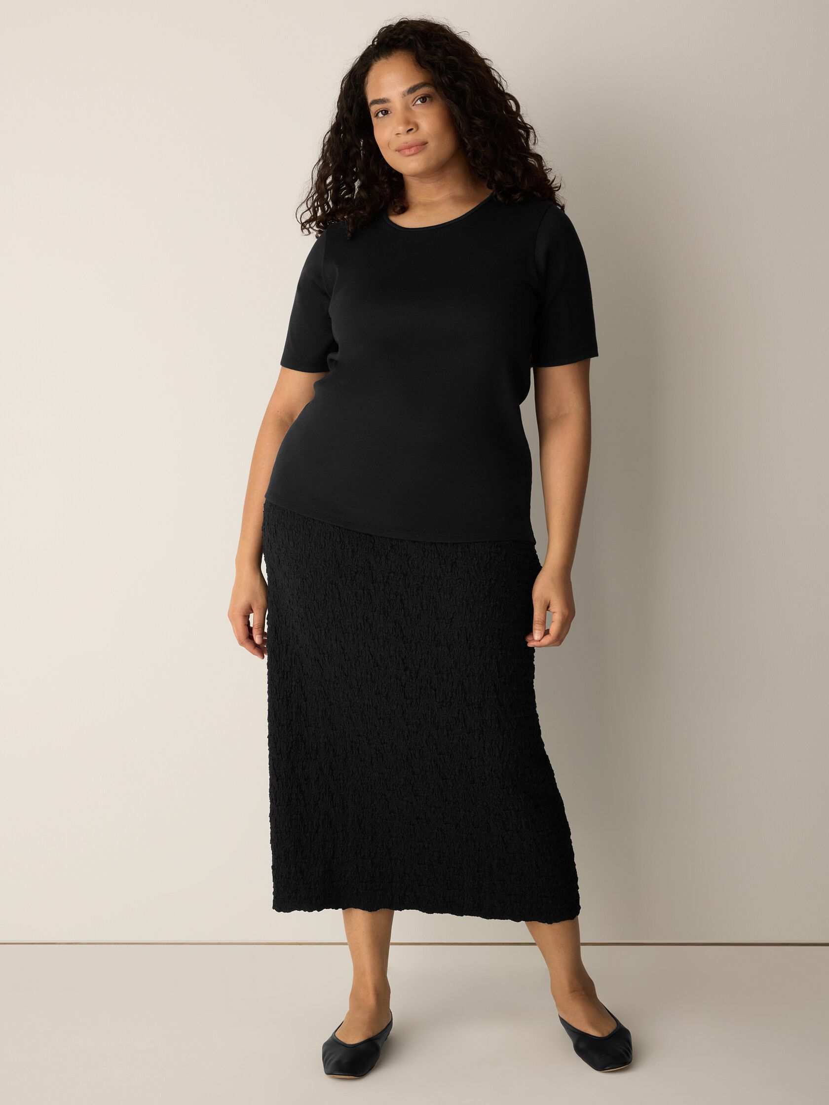 Organic Cotton Stretch Rib Crew Neck Tee