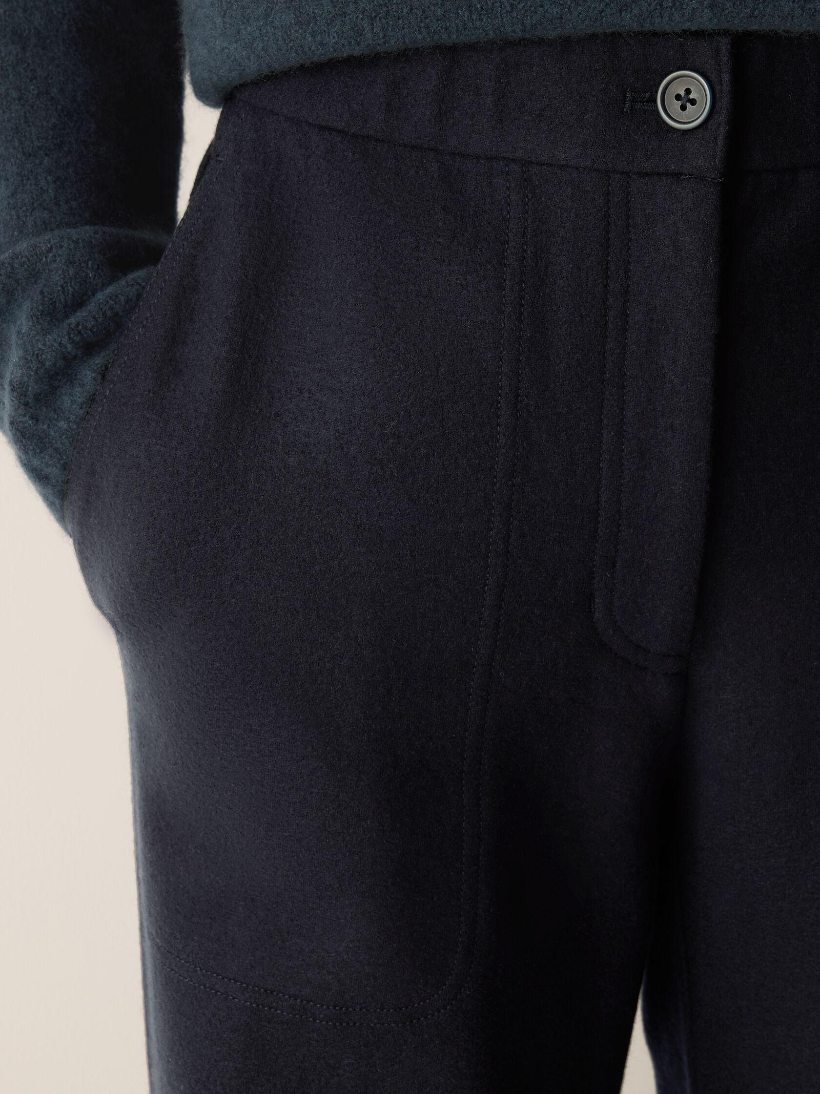Felted Wool Jersey Straight Cuffed Pant in Regenerative Wool