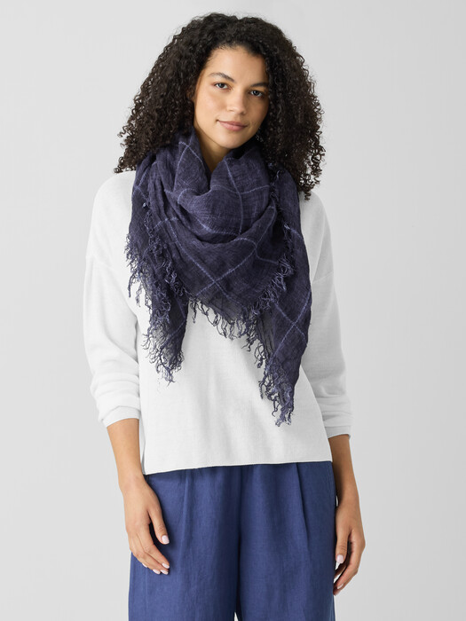 Maltinto Organic Linen Cotton Grid Scarf