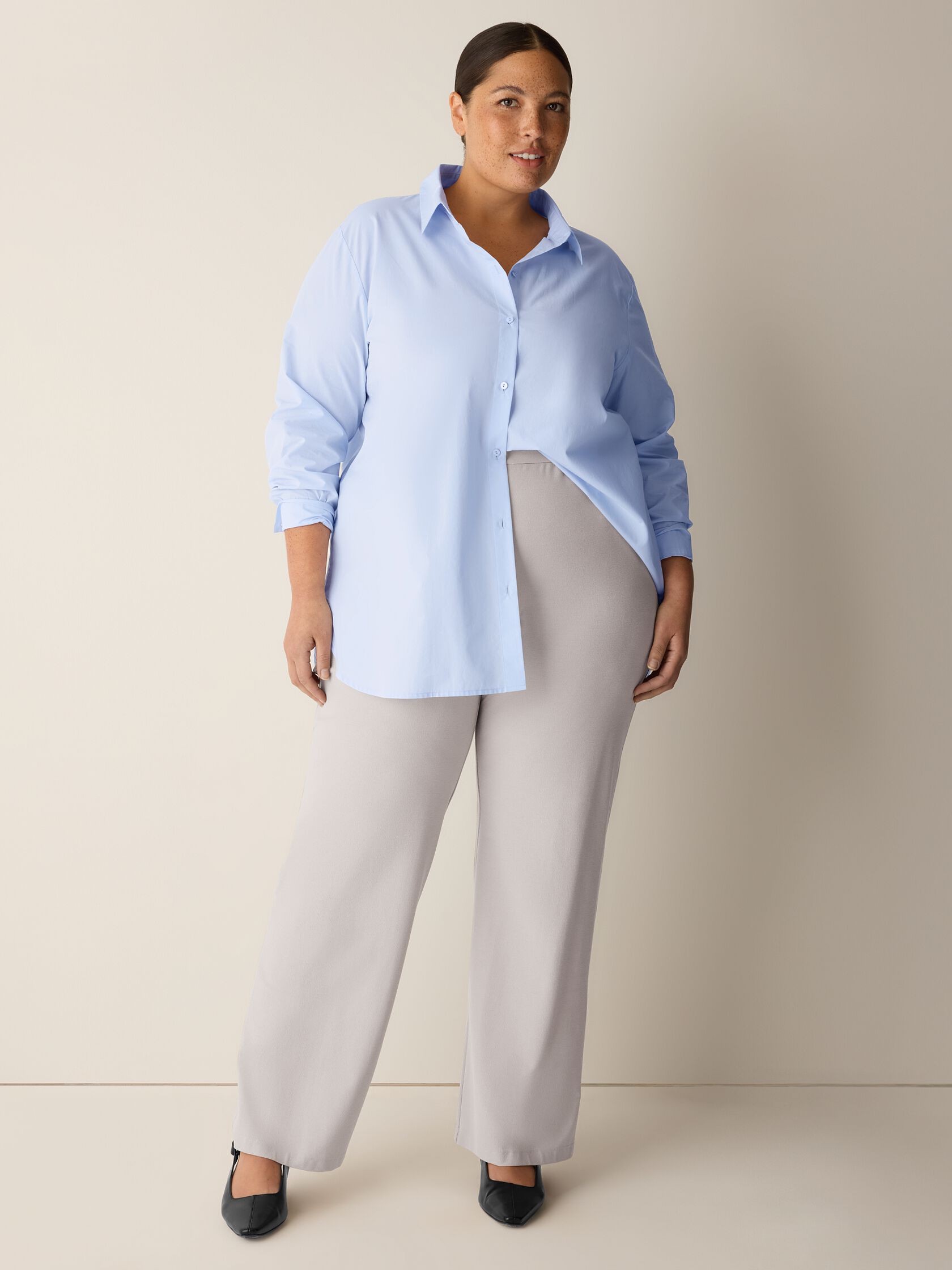 Washable Stretch Crepe Straight Pant