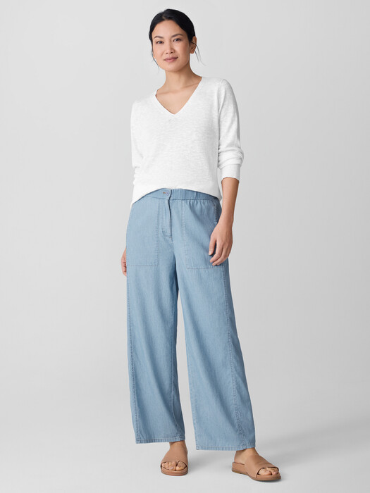 Airy Organic Cotton Twill Wide-Leg Pant