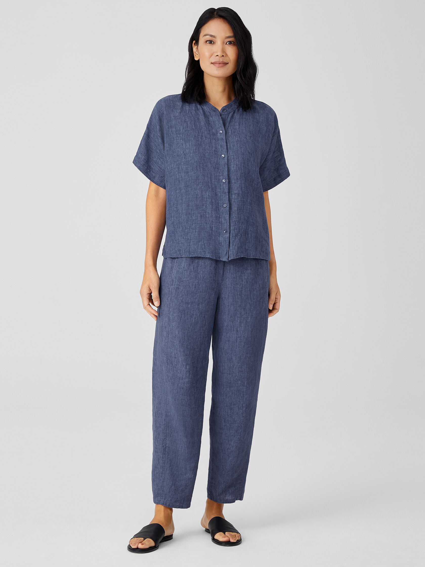 Washed Organic Linen Delave Lantern Pant