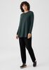 Stretch Jersey Knit Crew Neck Long Top