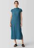 Woven Plissé Funnel Neck Dress