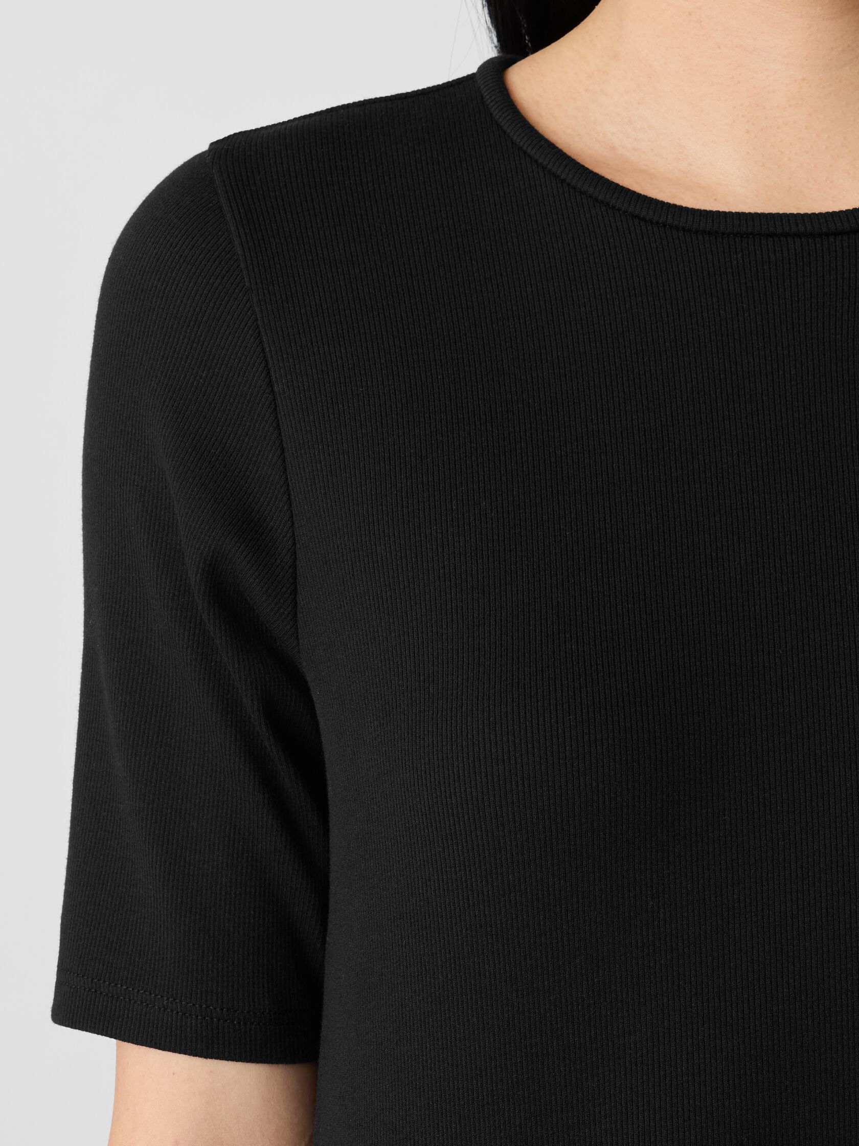 Organic Cotton Stretch Rib Crew Neck Top