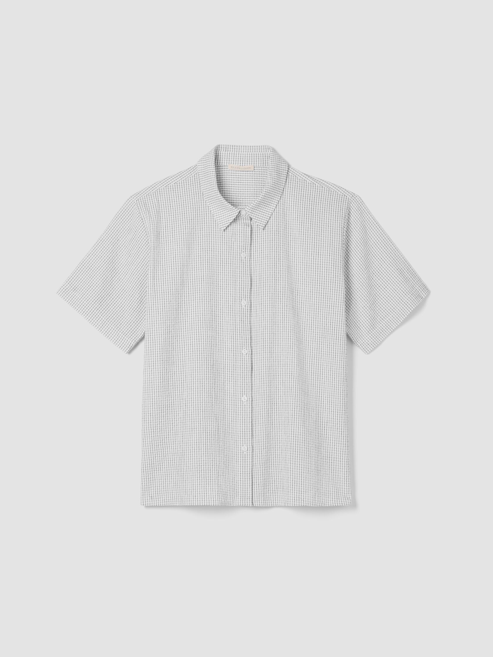 Organic Cotton Ripple Checkered Short-Sleeve Shirt