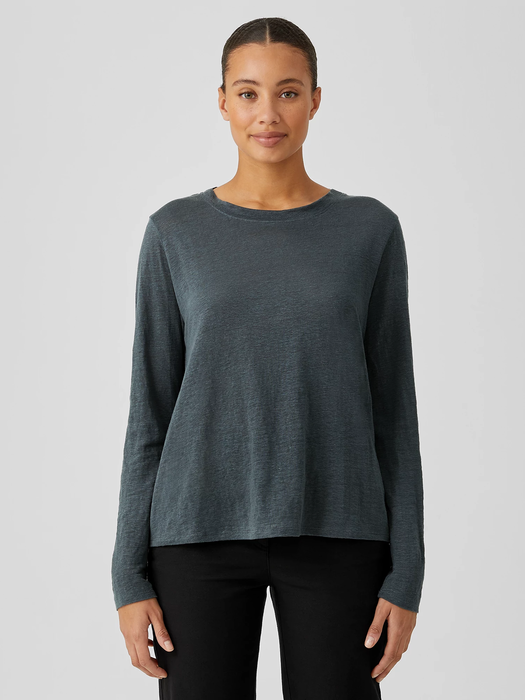 Eileen Fisher 3/4 sleeves round neck gray top size xl