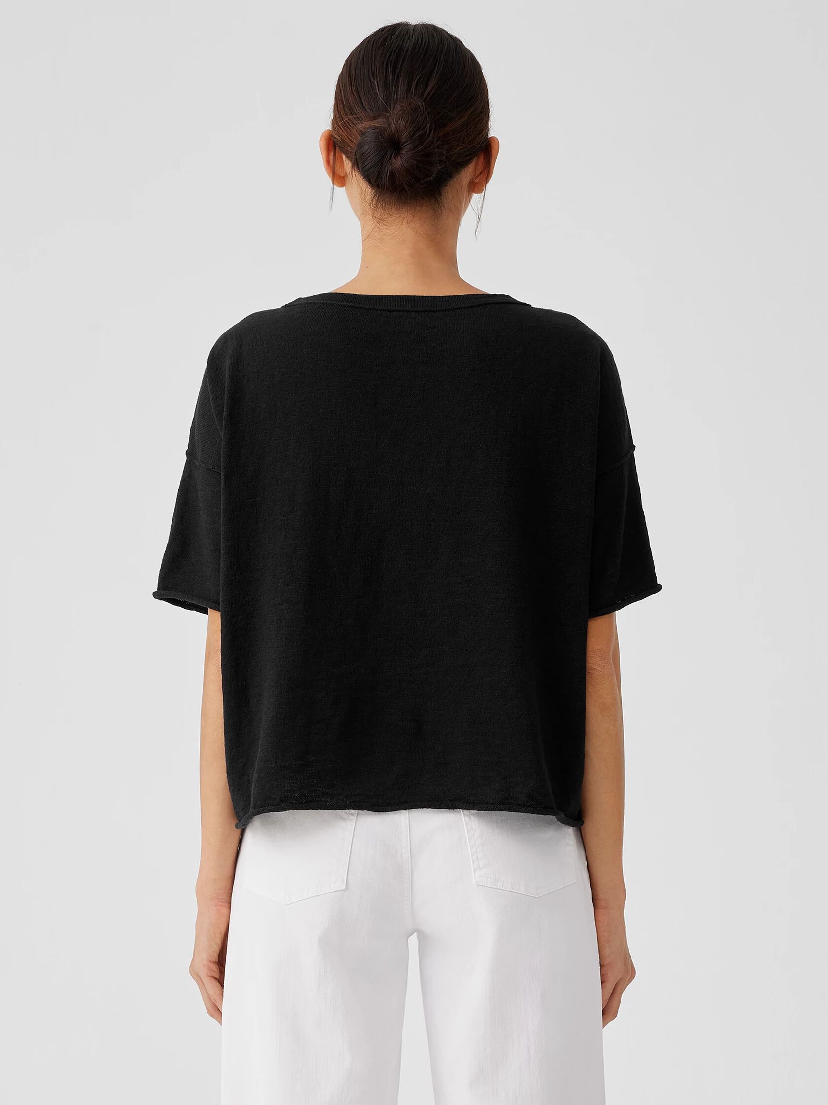 Organic Linen Cotton Slub Bateau Neck Top