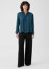 Silk Georgette Crepe Classic Collar Shirt