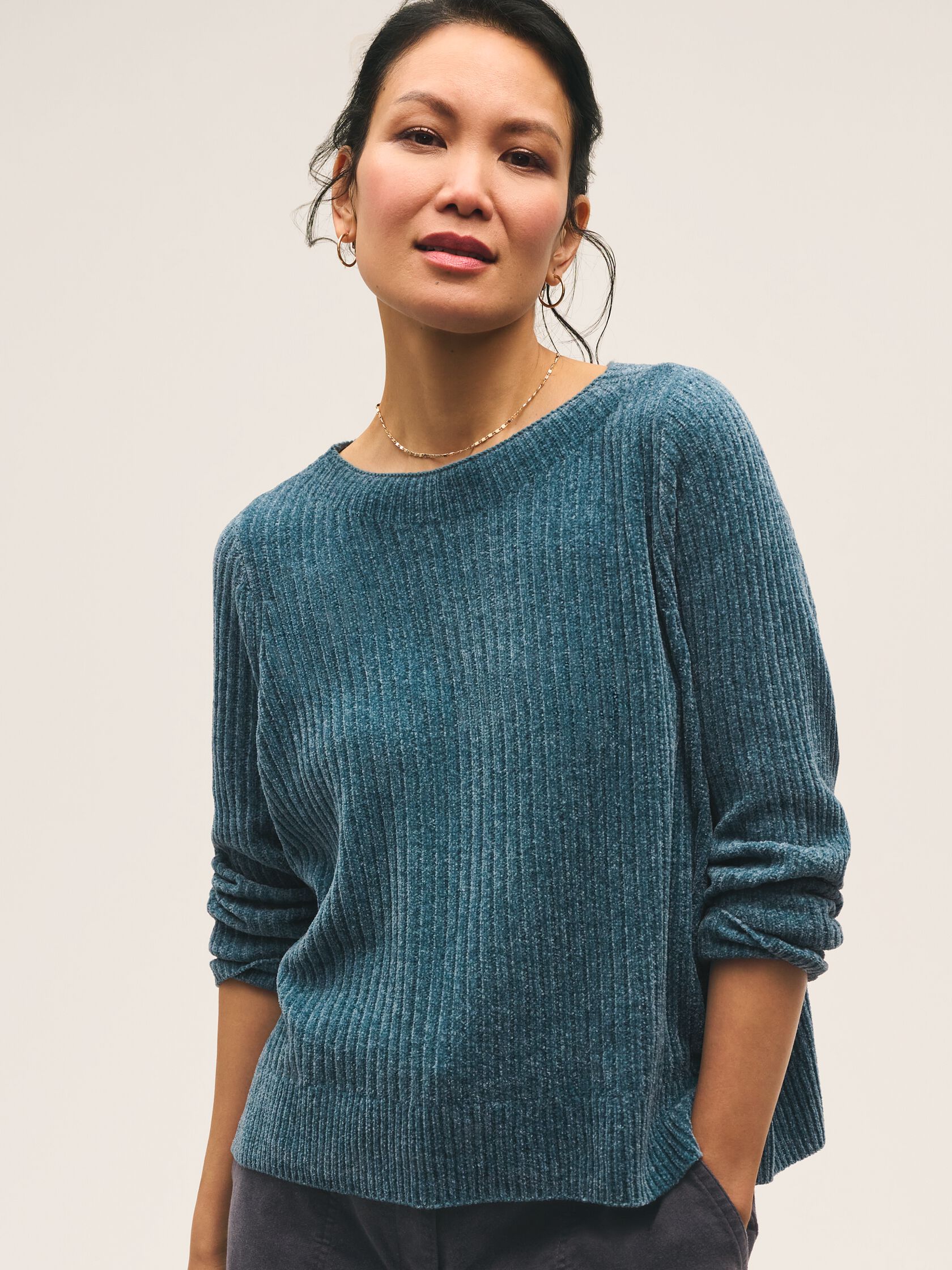 Chenille Blend Crew Neck Top