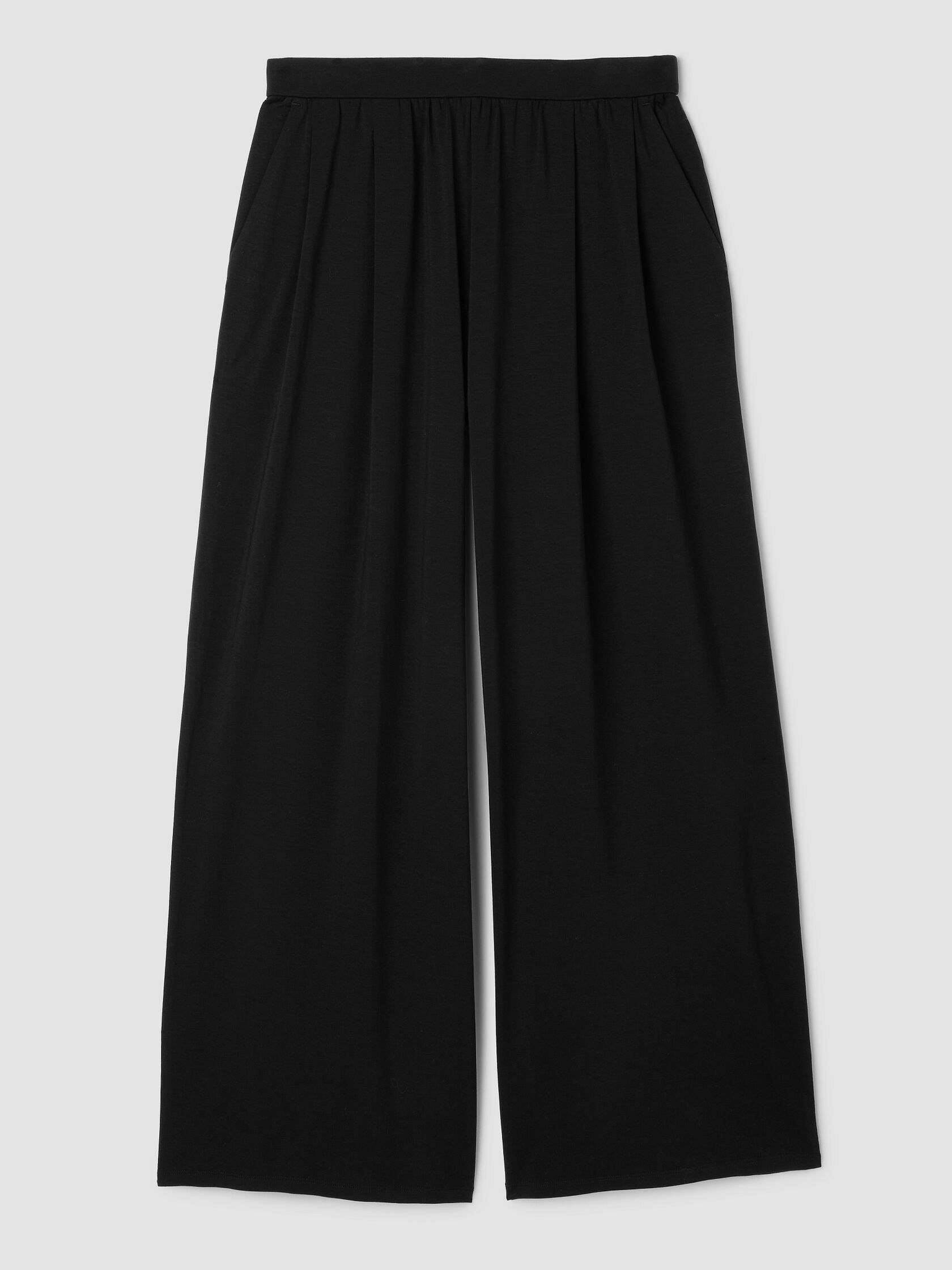Stretch Jersey Knit Full-Length Wide Pant