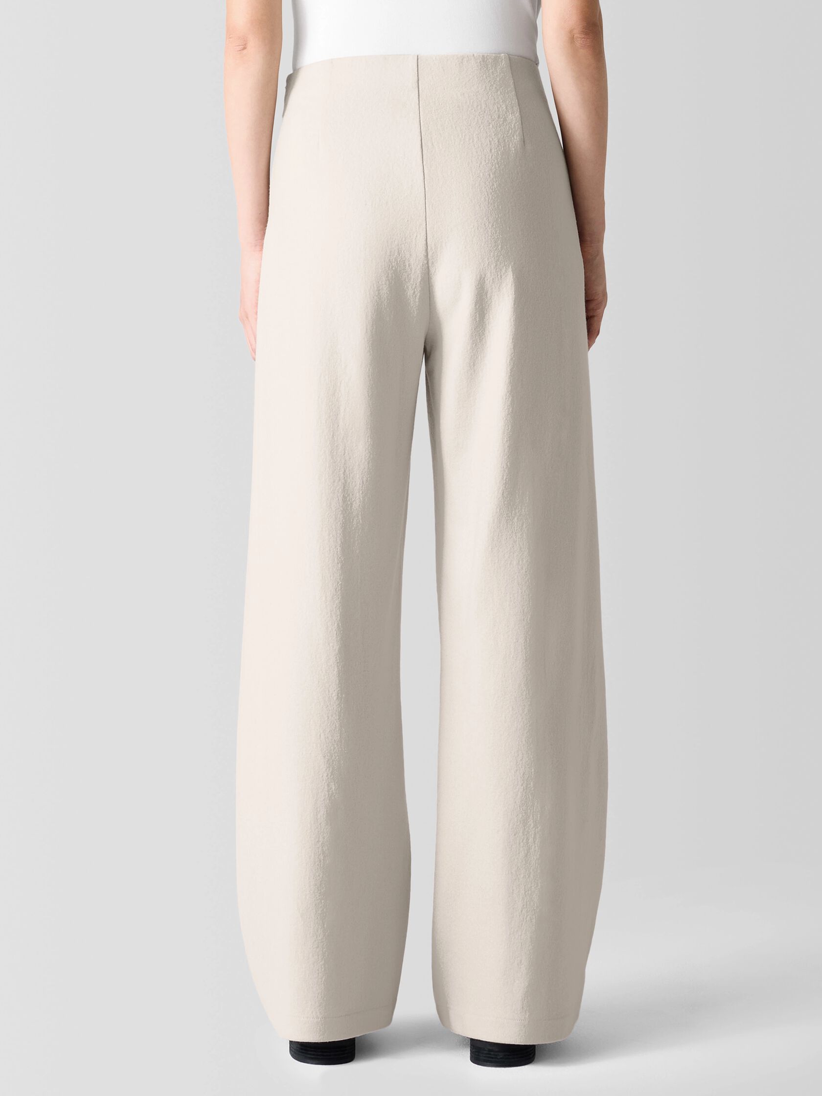 Felted Wool Jersey Wide-Leg Long Pant in Regenerative Wool