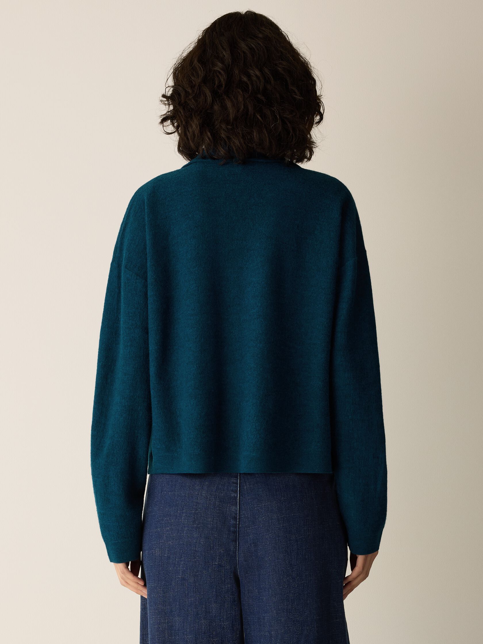 Fine Felted Wool Notch Collar Cardigan in Regenerative Wool