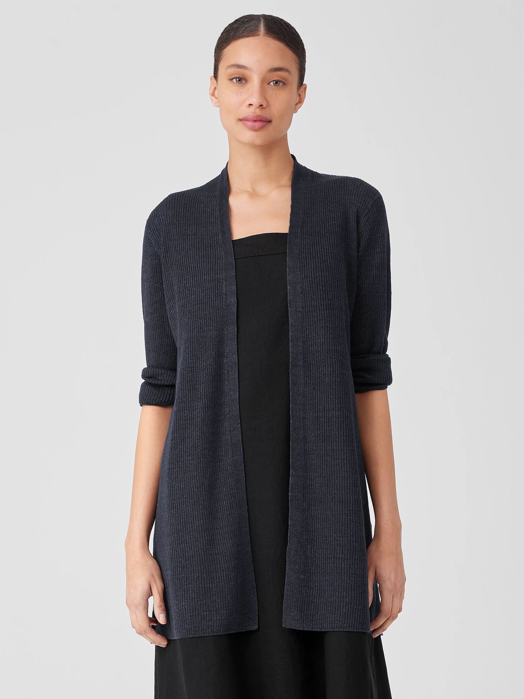 Organic Linen Délavé Rib Long Cardigan