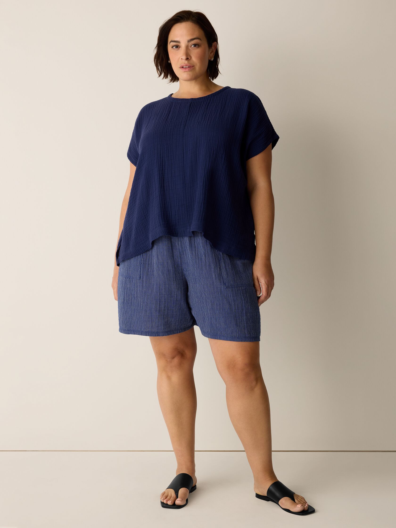 Organic Cotton Lofty Gauze Round Neck Box-Top