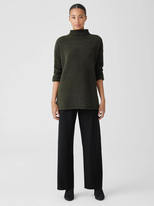 Cotton Boucle Mock Neck Top