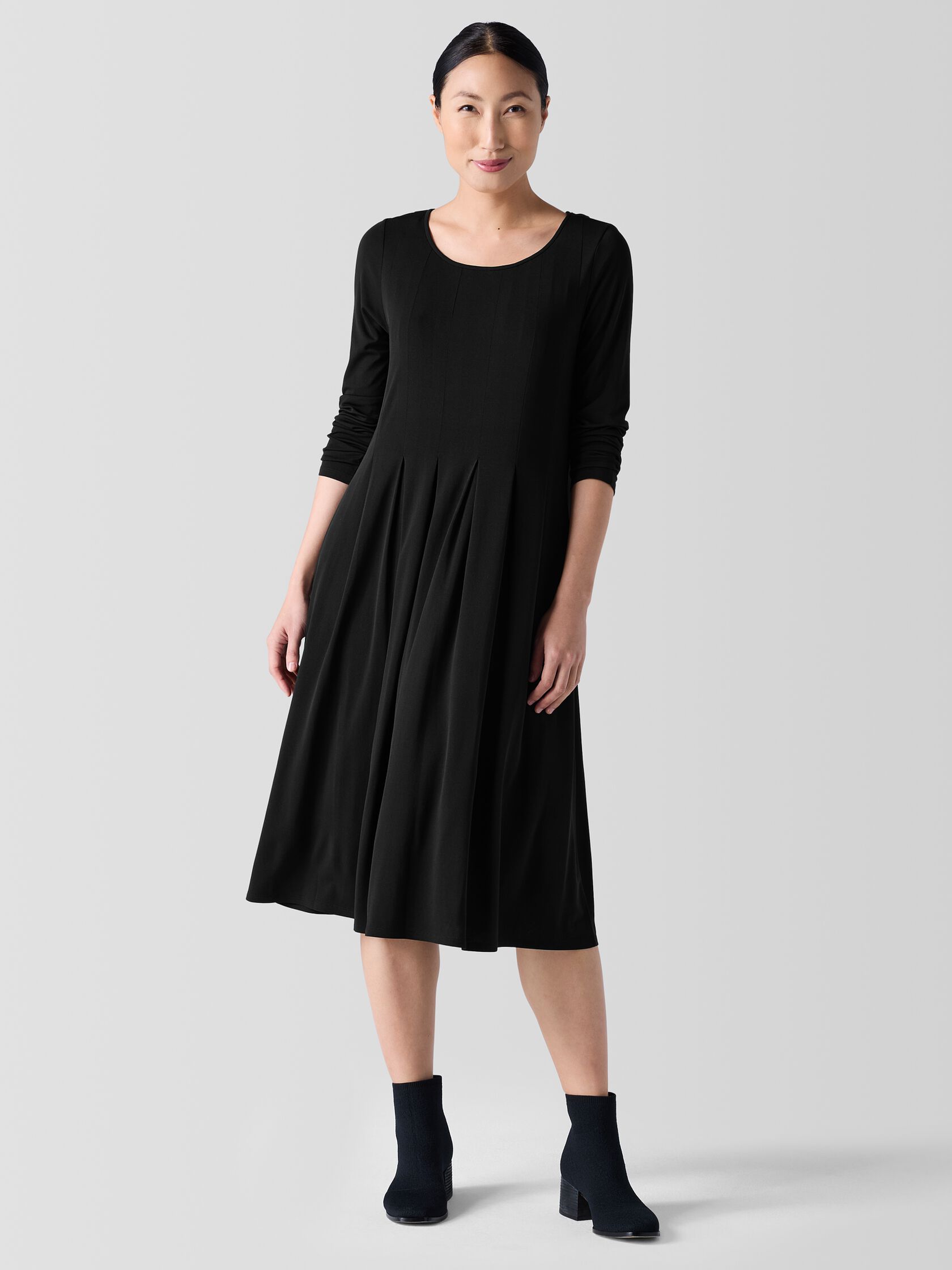Stretch Silk Jersey Ballet Neck Dress