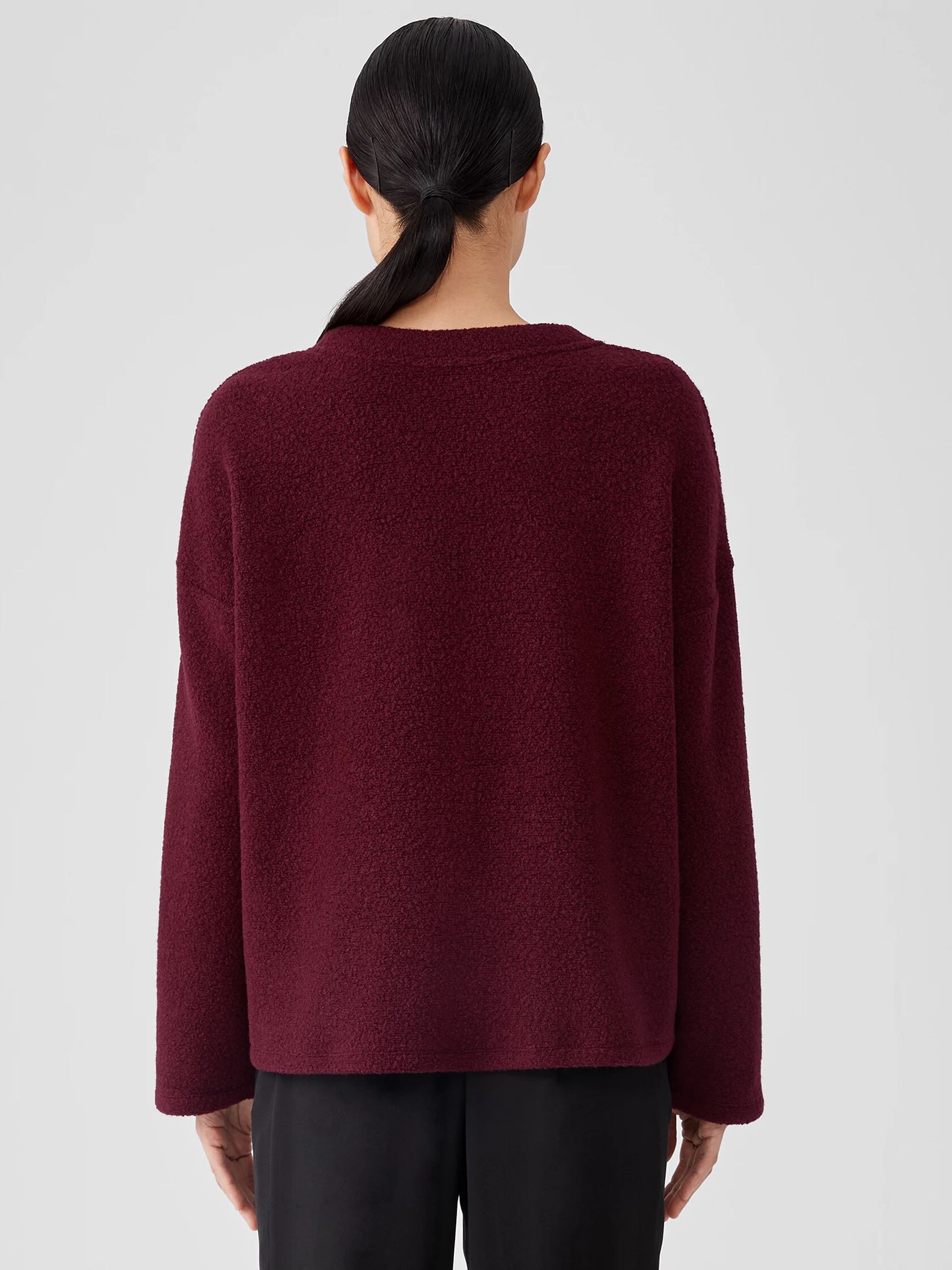 Boucle Wool Knit Crew Neck Box-Top