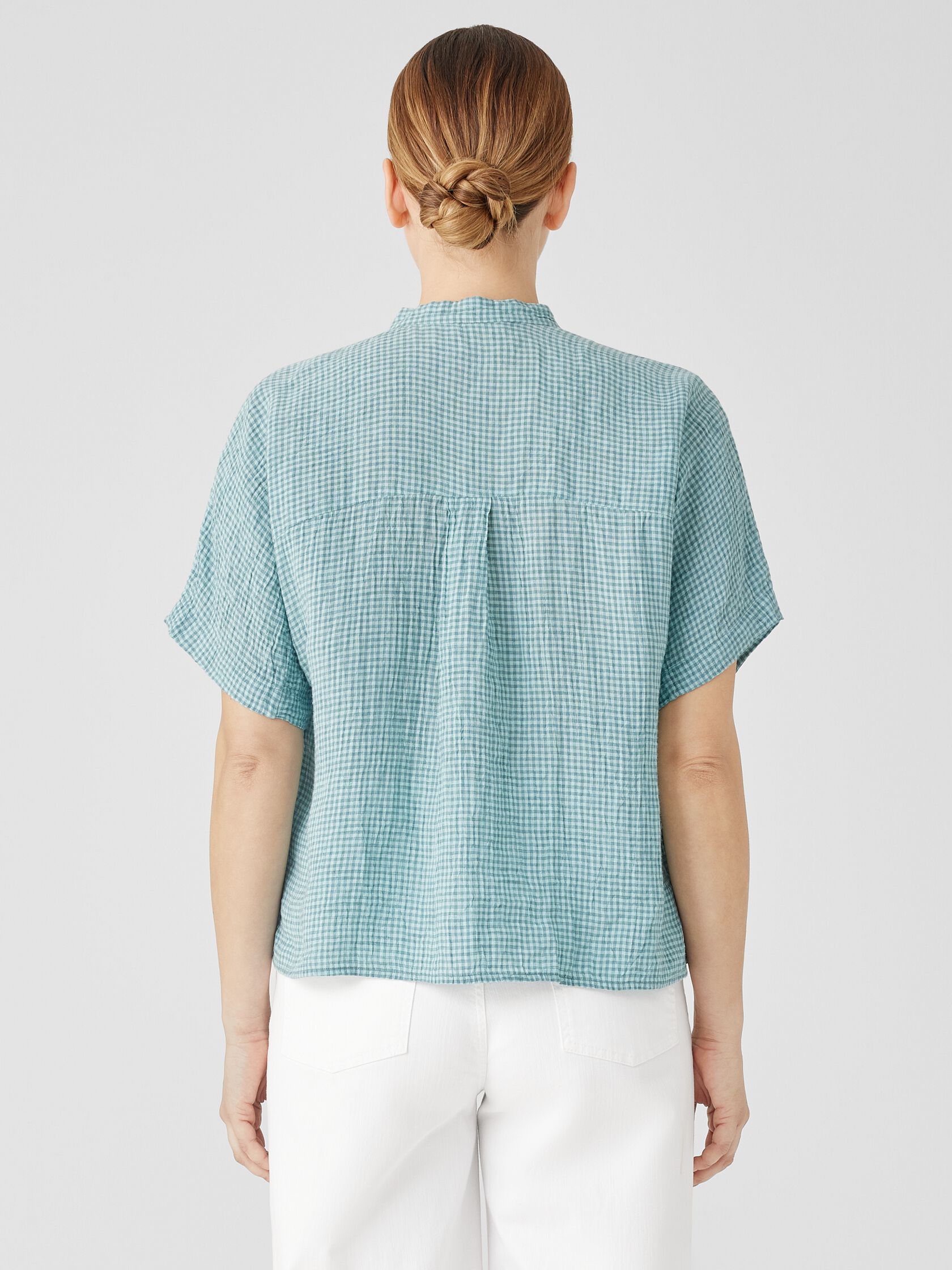 Puckered Organic Linen Short-Sleeve Shirt