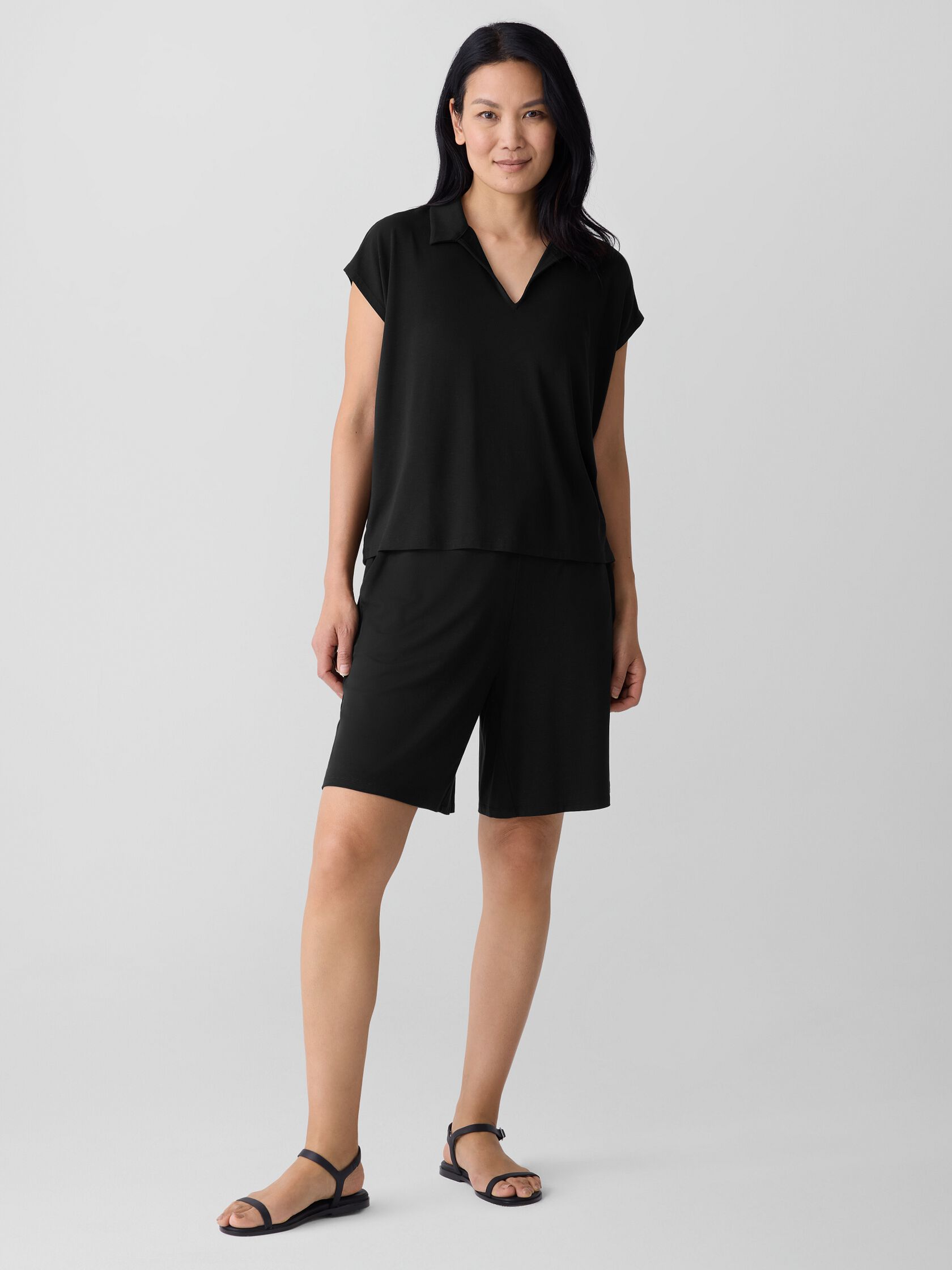 Fine Jersey Split Neck Top