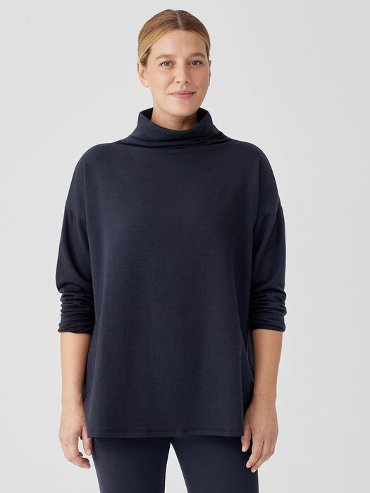 Cozy Brushed Terry Hug Funnel Neck Top