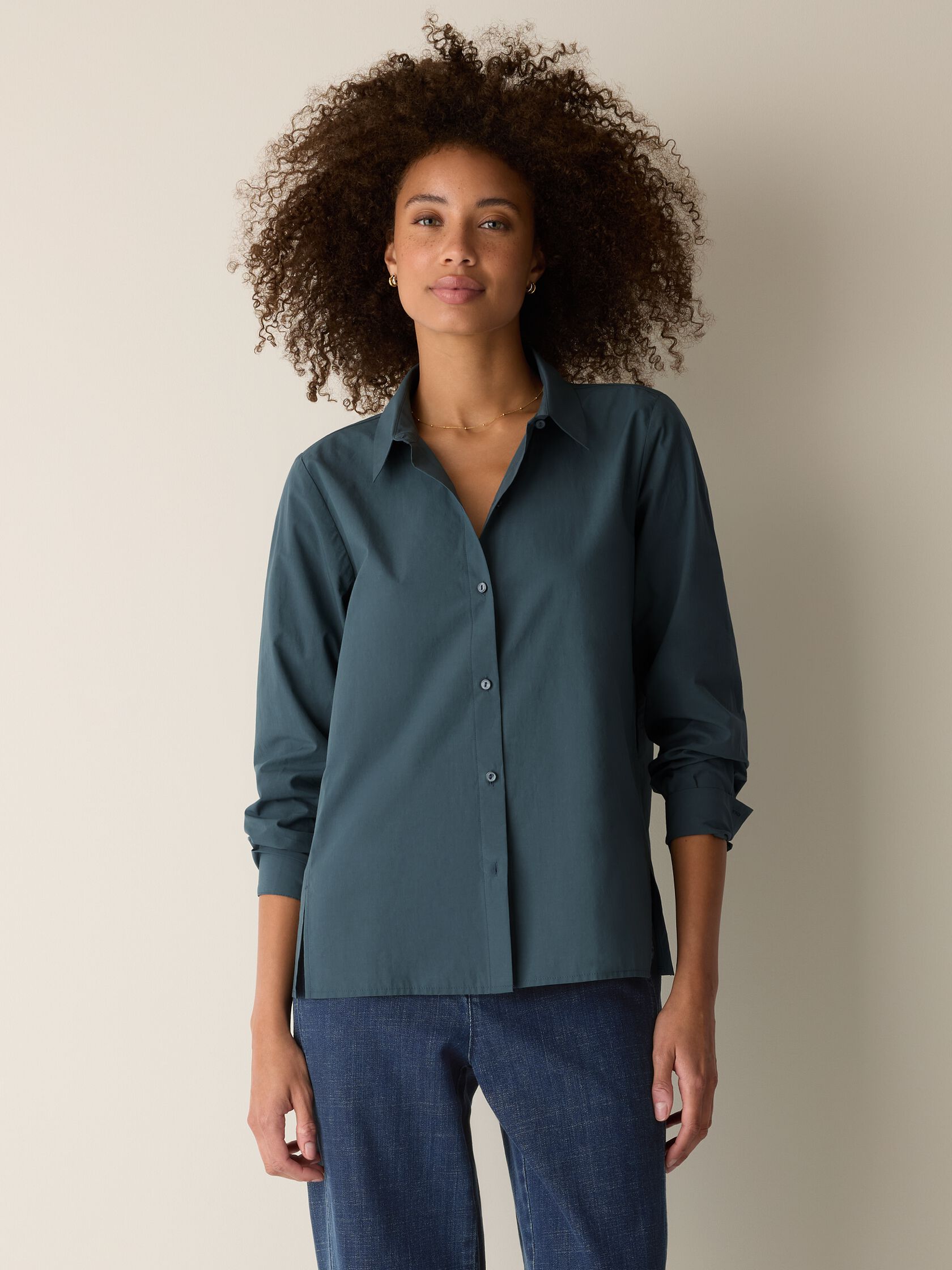 Organic Cotton Poplin Classic Collar Swing Shirt