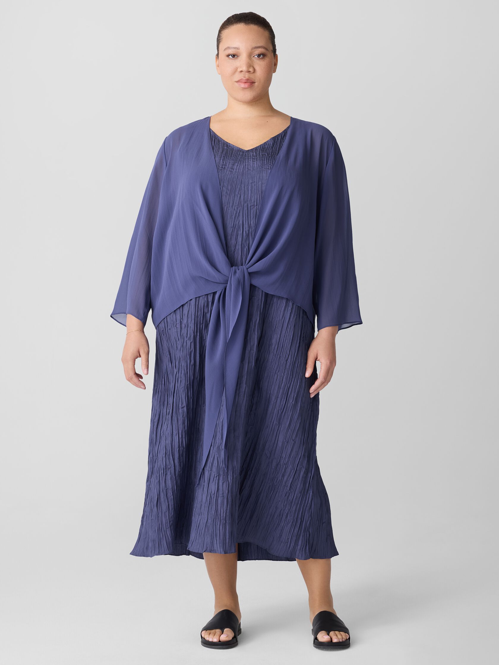 Sheer Silk Georgette Tie Jacket