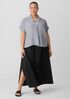 Puckered Organic Linen Stripe Notch Collar Top