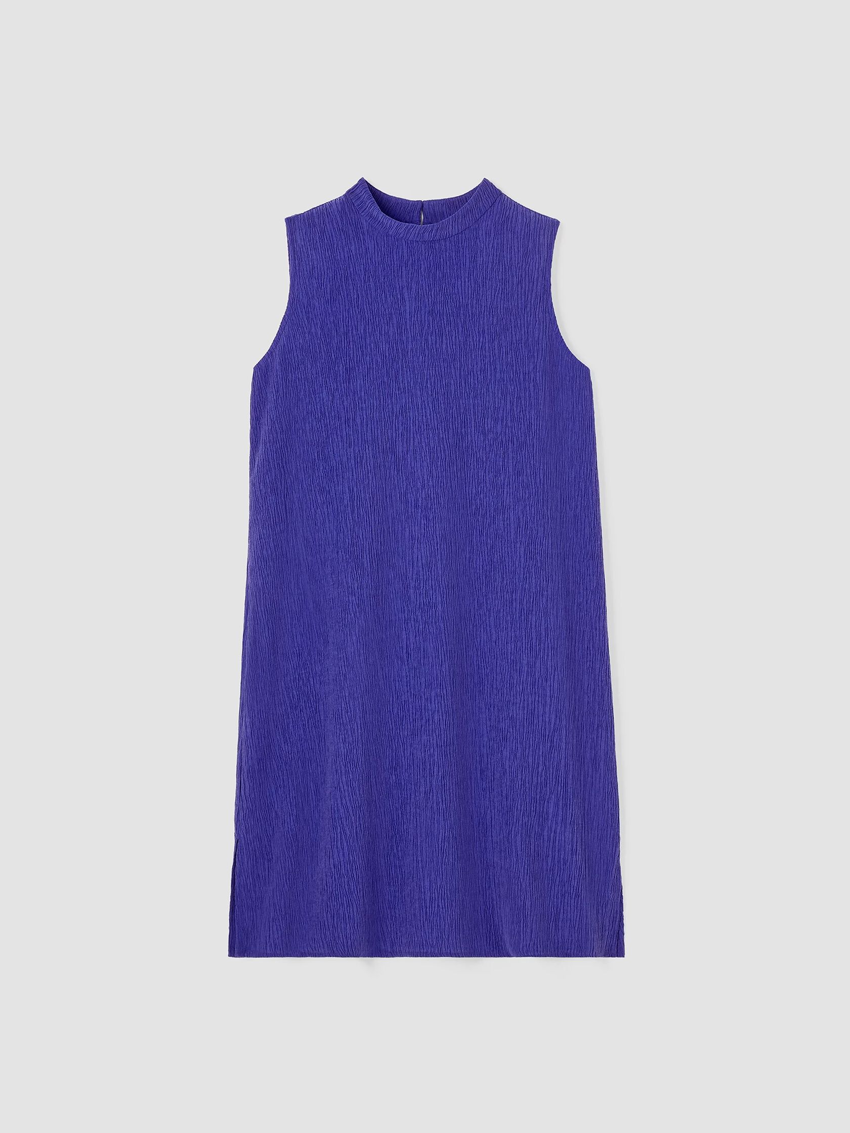 Woven Plissé Mock Neck Dress