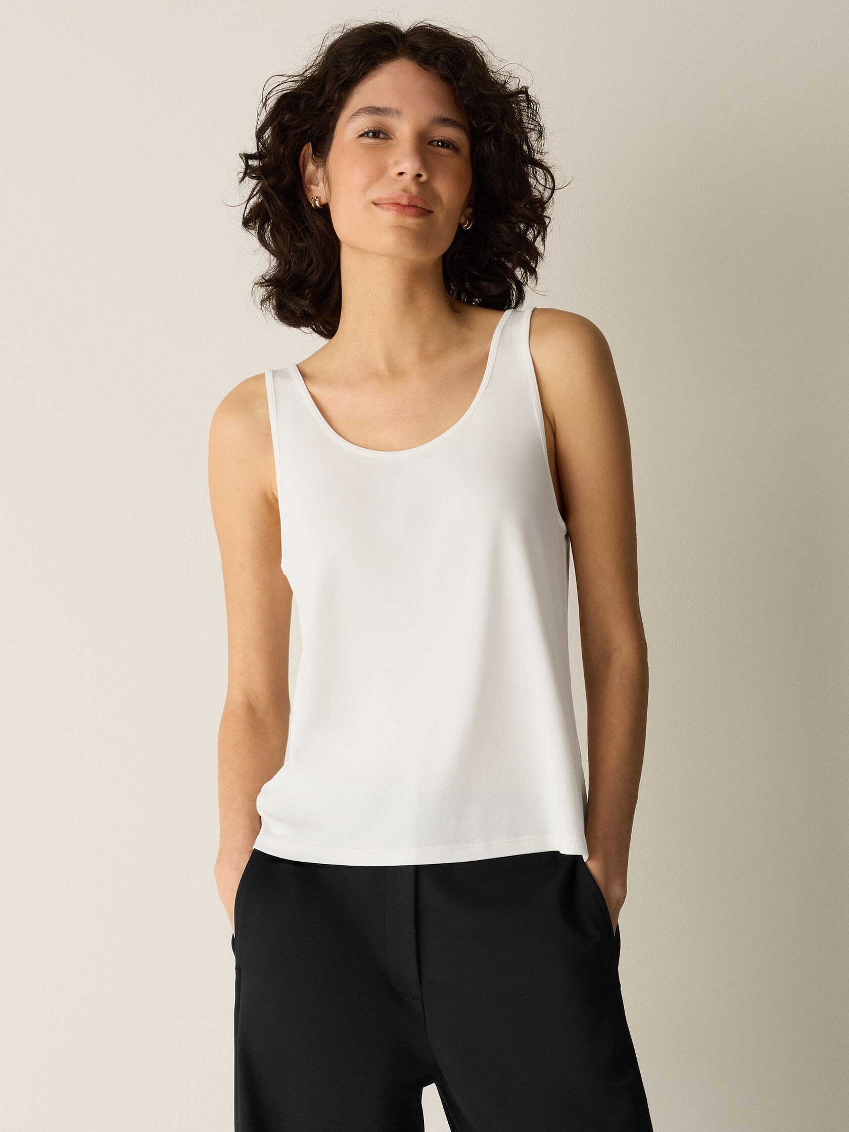 Stretch Silk Jersey Scoop Neck Tank