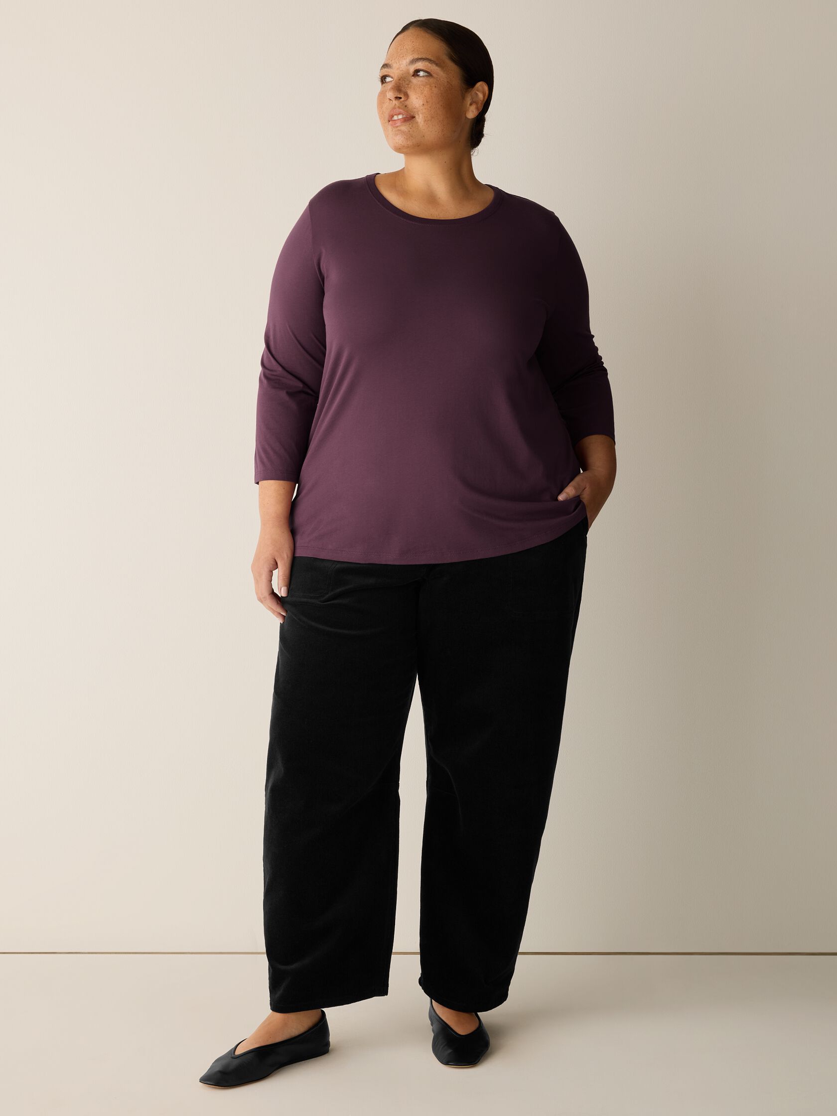 Organic Pima Cotton Jersey 3/4-Sleeve Tee