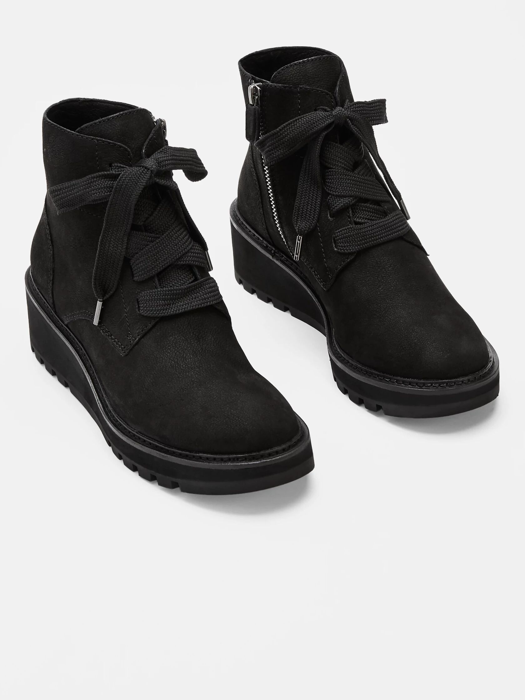 Collar Tumbled Nubuck Wedge Bootie