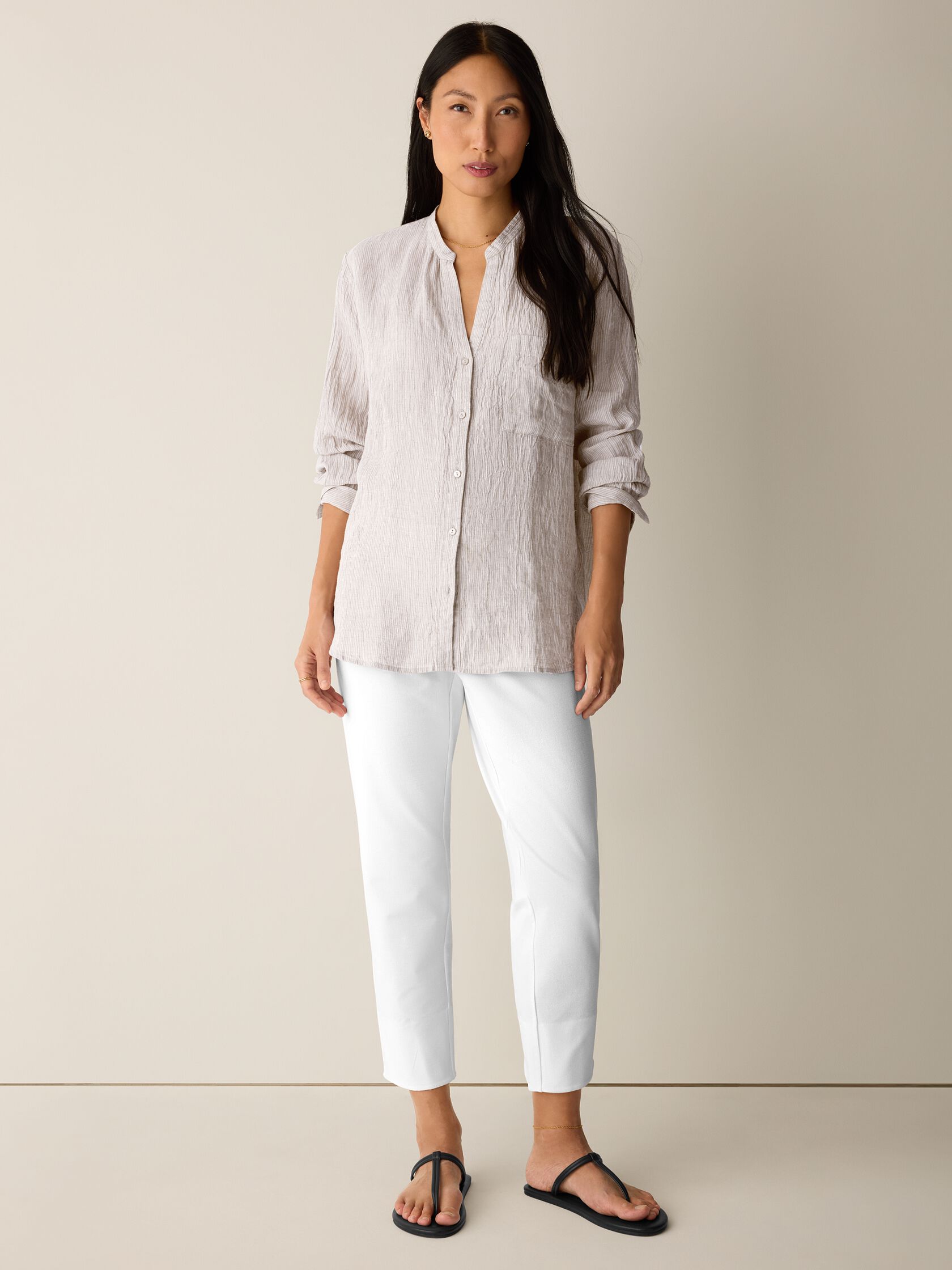 Washable Stretch Crepe Slim Pant