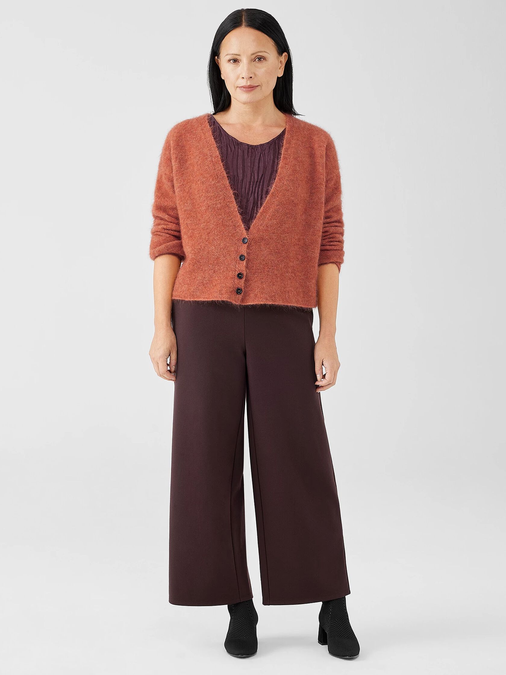 Mohair Plush Melange Cropped Cardigan