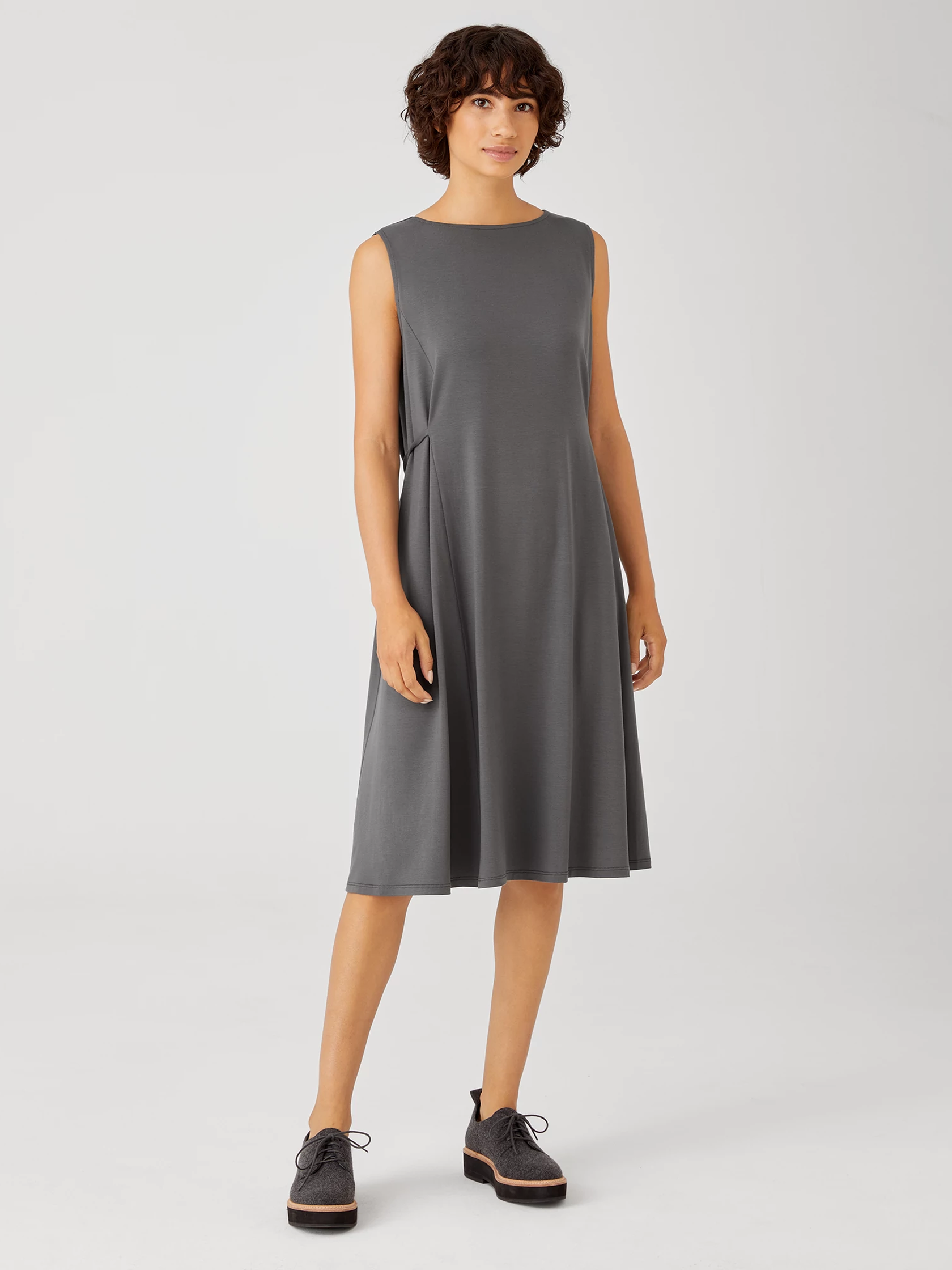 EILEEN FISHER Womens Knit Tie Sleeveless Short Shift Dress