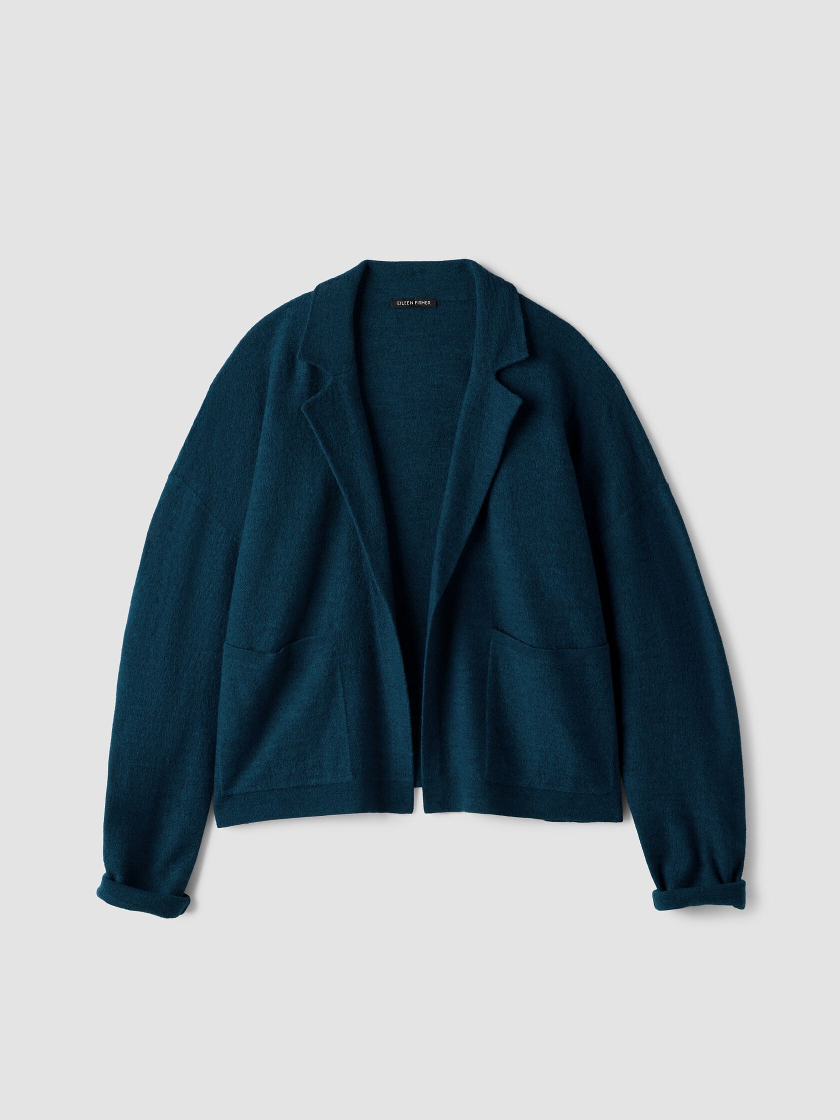 Fine Felted Wool Notch Collar Cardigan in Regenerative Wool