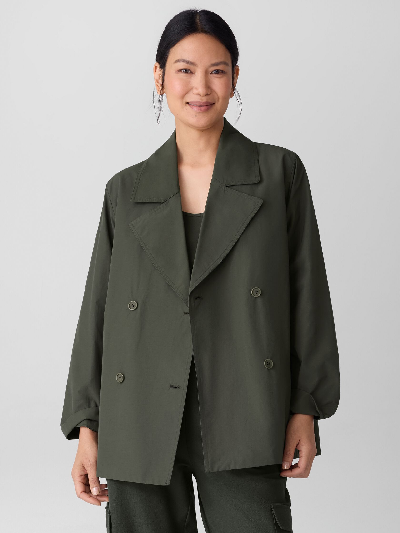 Light Cotton Nylon Short Trench Coat