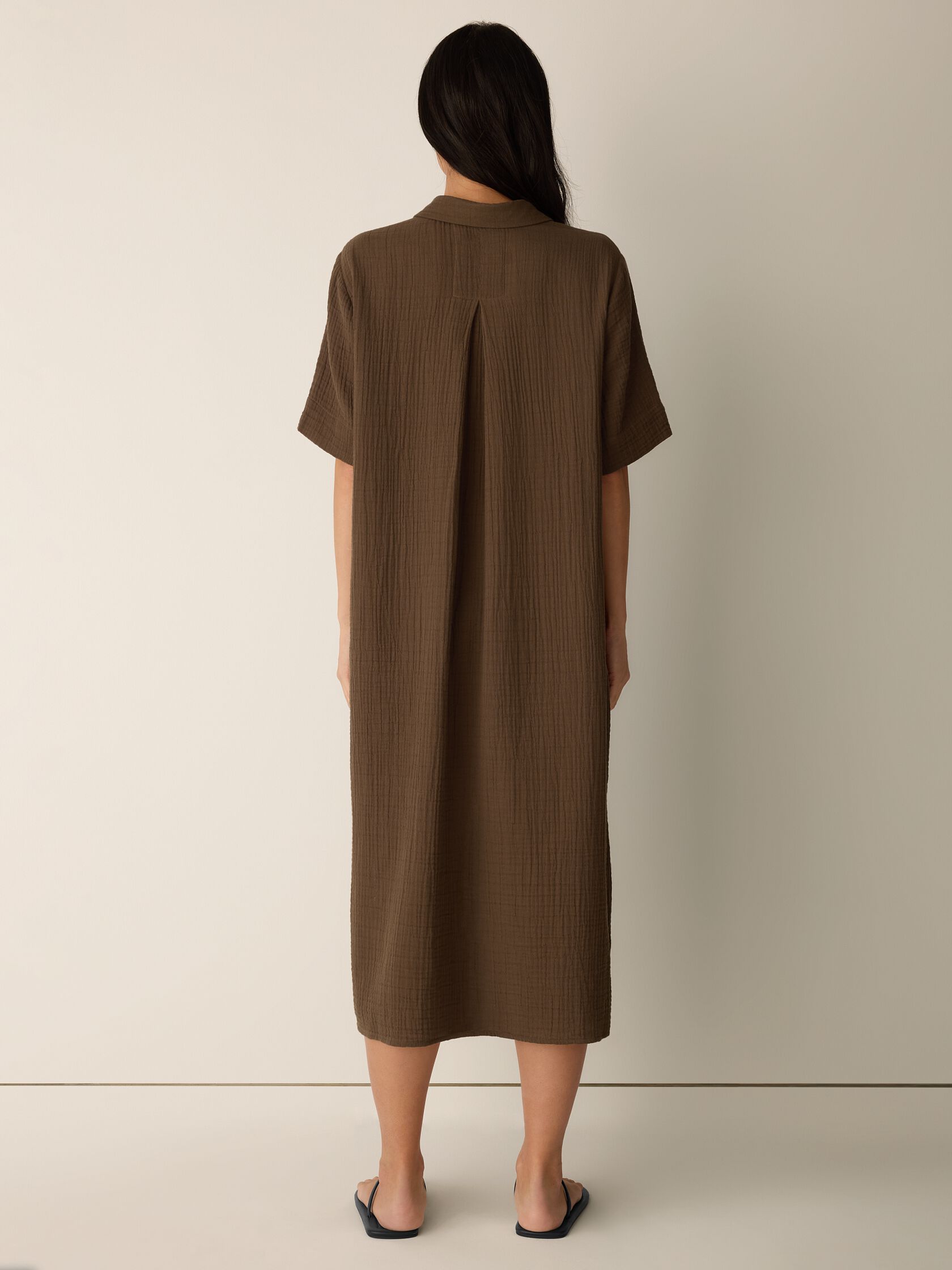 Organic Cotton Lofty Gauze Classic Collar Shirtdress