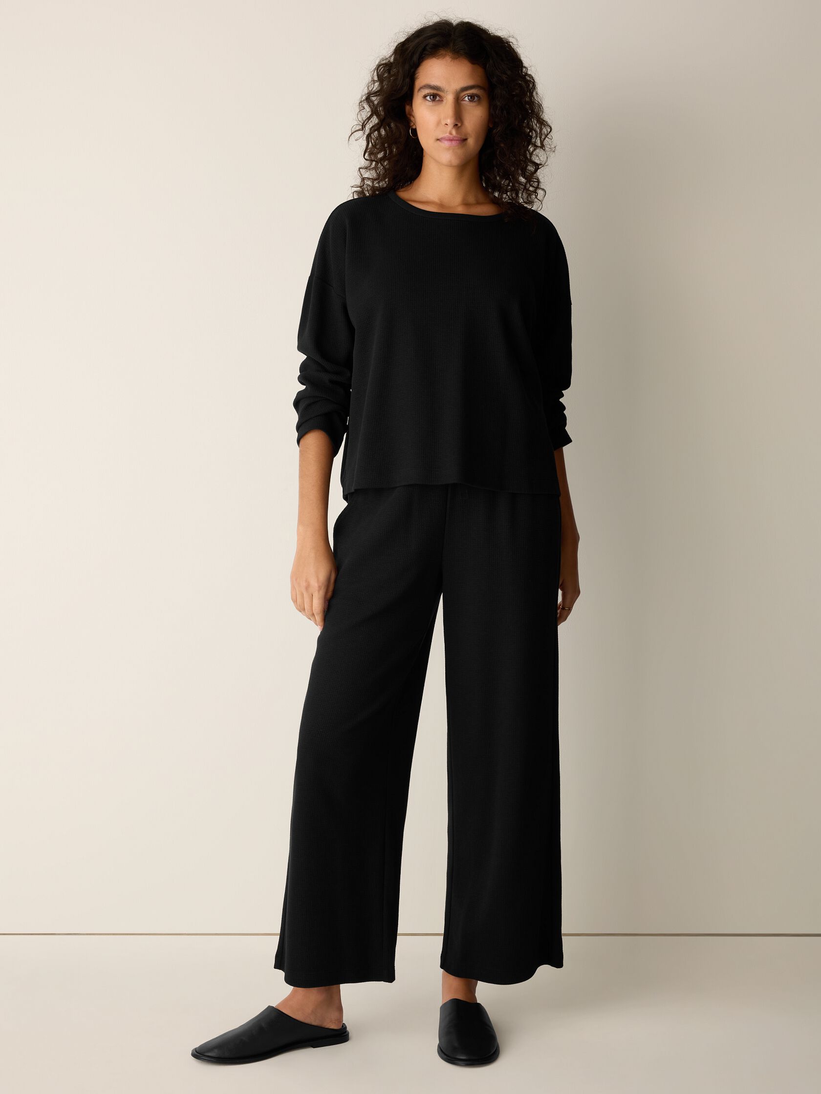 Waffle Cotton Blend Doubleknit Box-Top