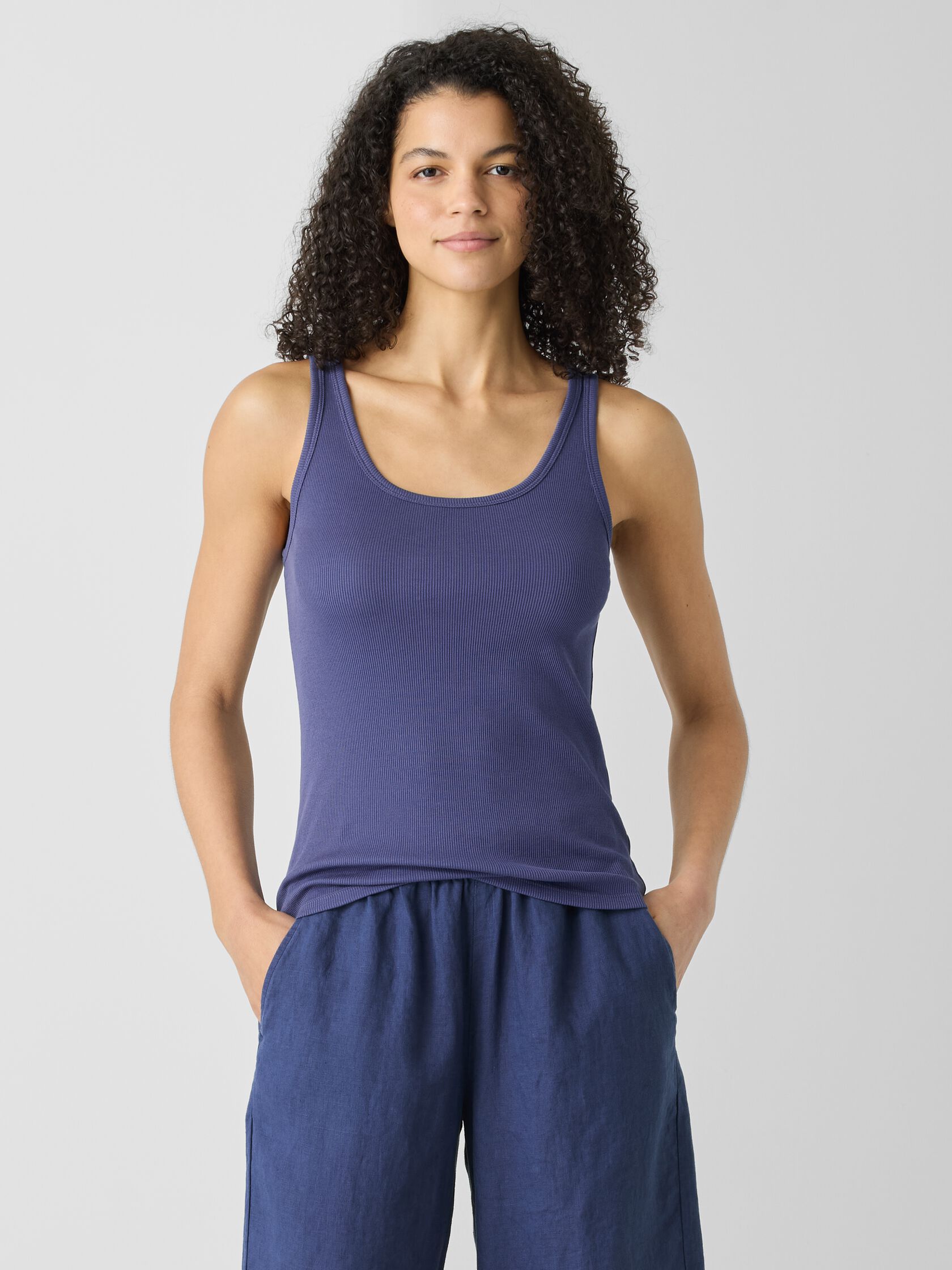 Organic Cotton Stretch Rib Scoop Neck Tank