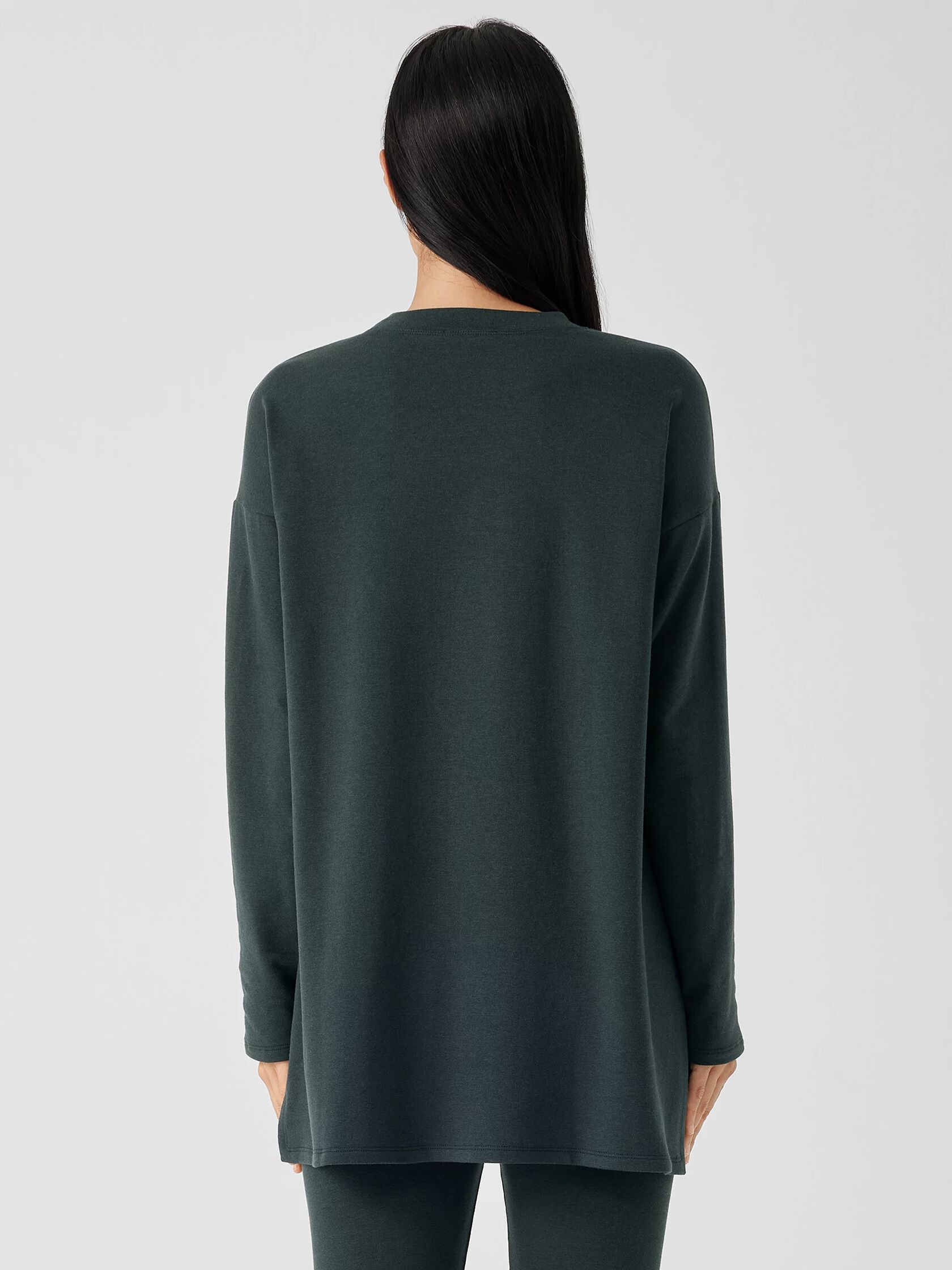 Cozy Brushed Terry Hug Crew Neck Long Top