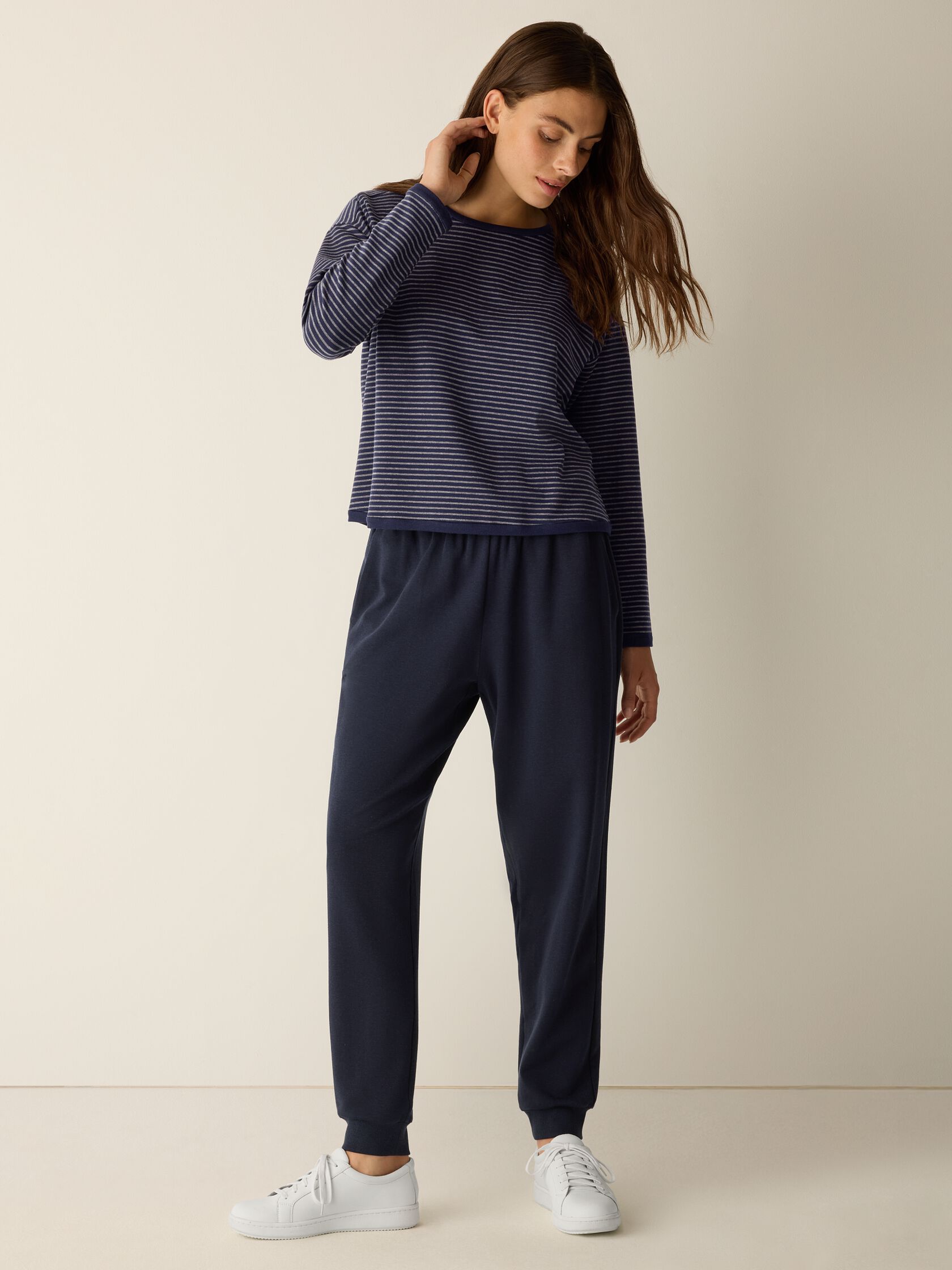 Striped Cozy Brushed Terry Box-Top