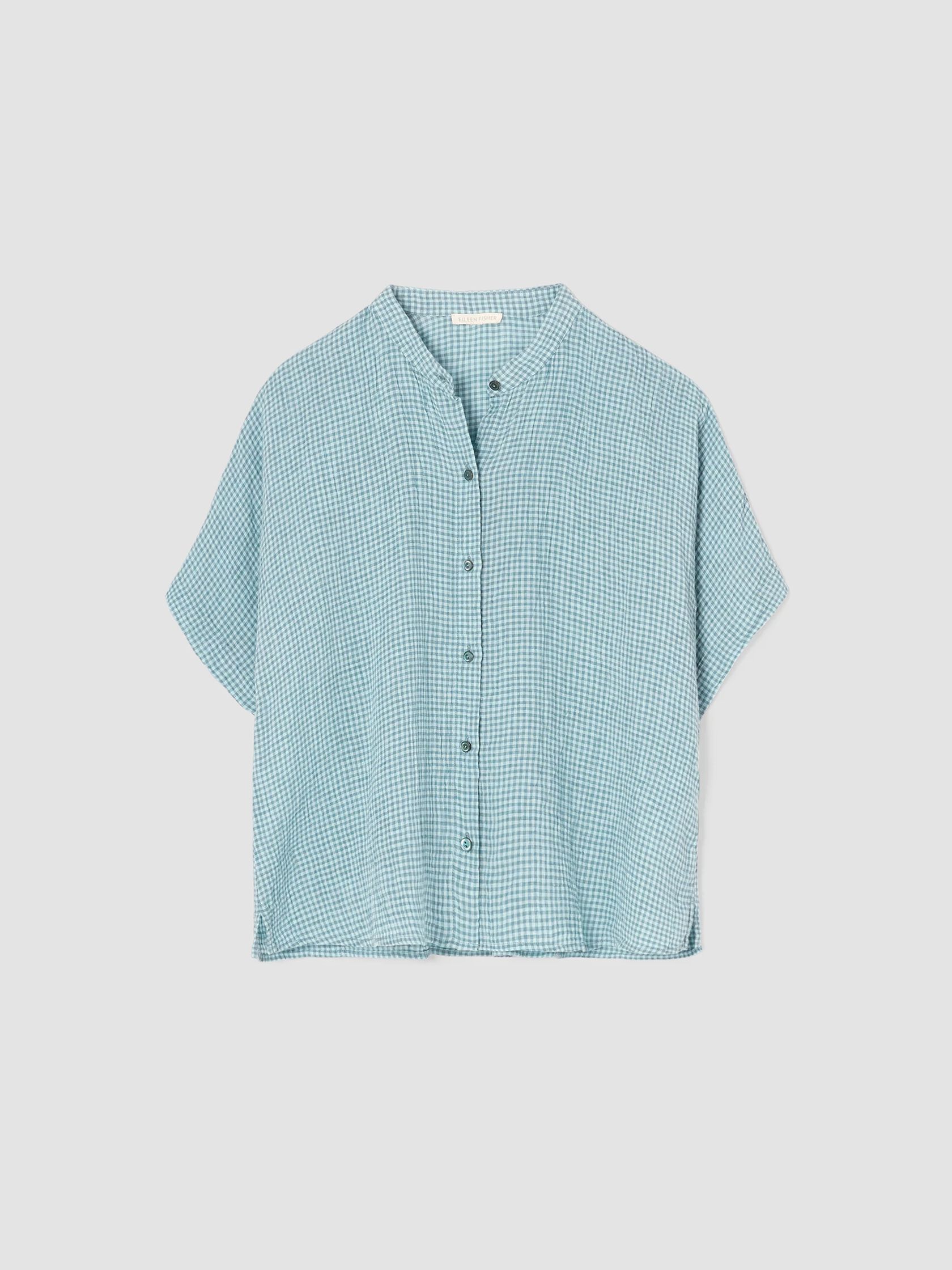 Puckered Organic Linen Short-Sleeve Shirt