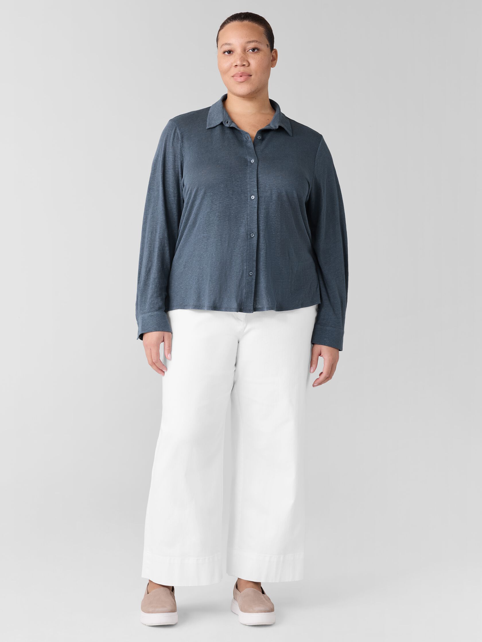 Organic Linen Jersey Classic Collar Shirt