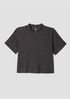 Woven Plissé Mock Neck Top
