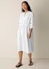 Organic Linen Band Collar Shirtdress
