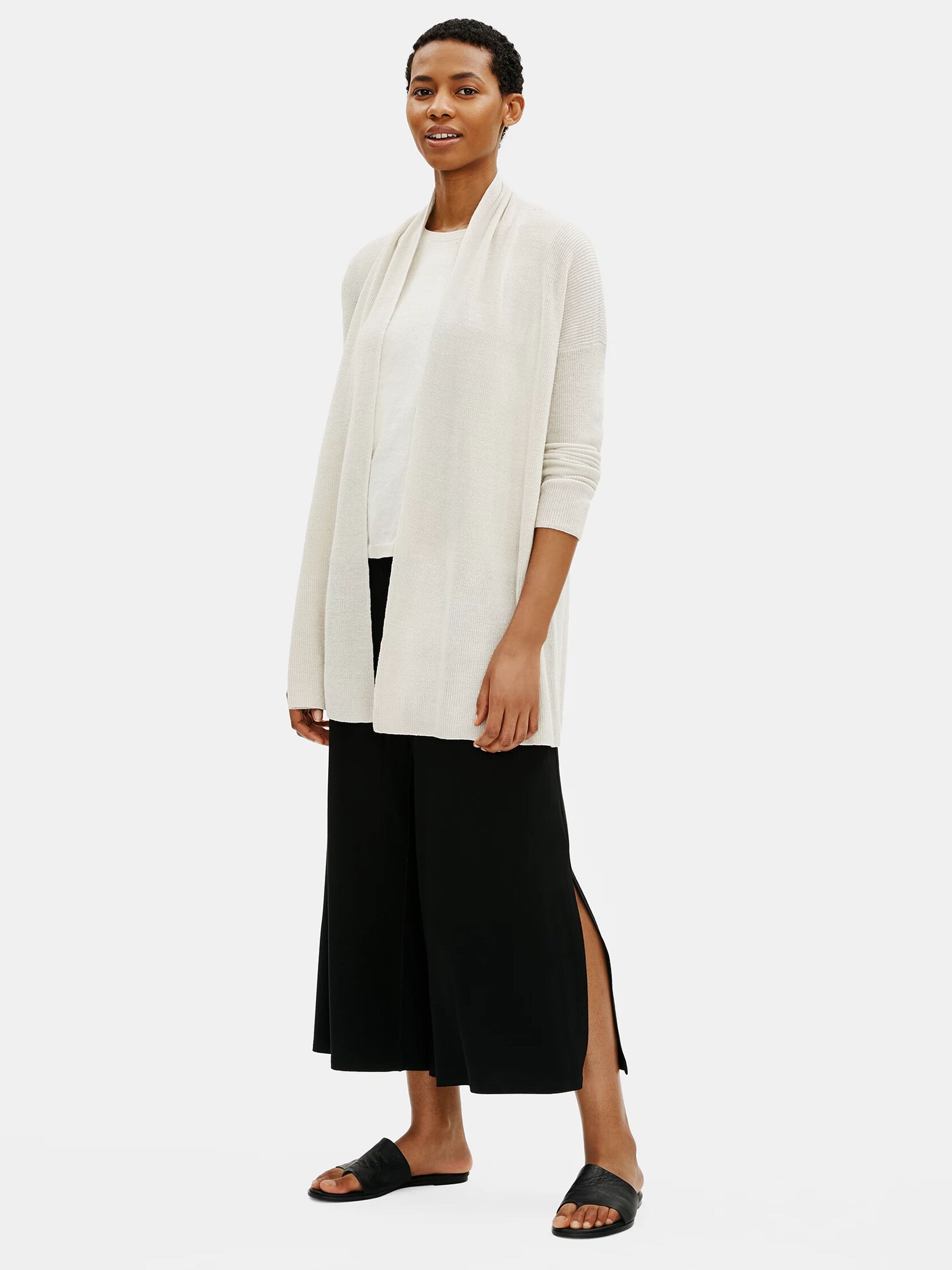 Organic Linen Cotton High Collar Cardigan