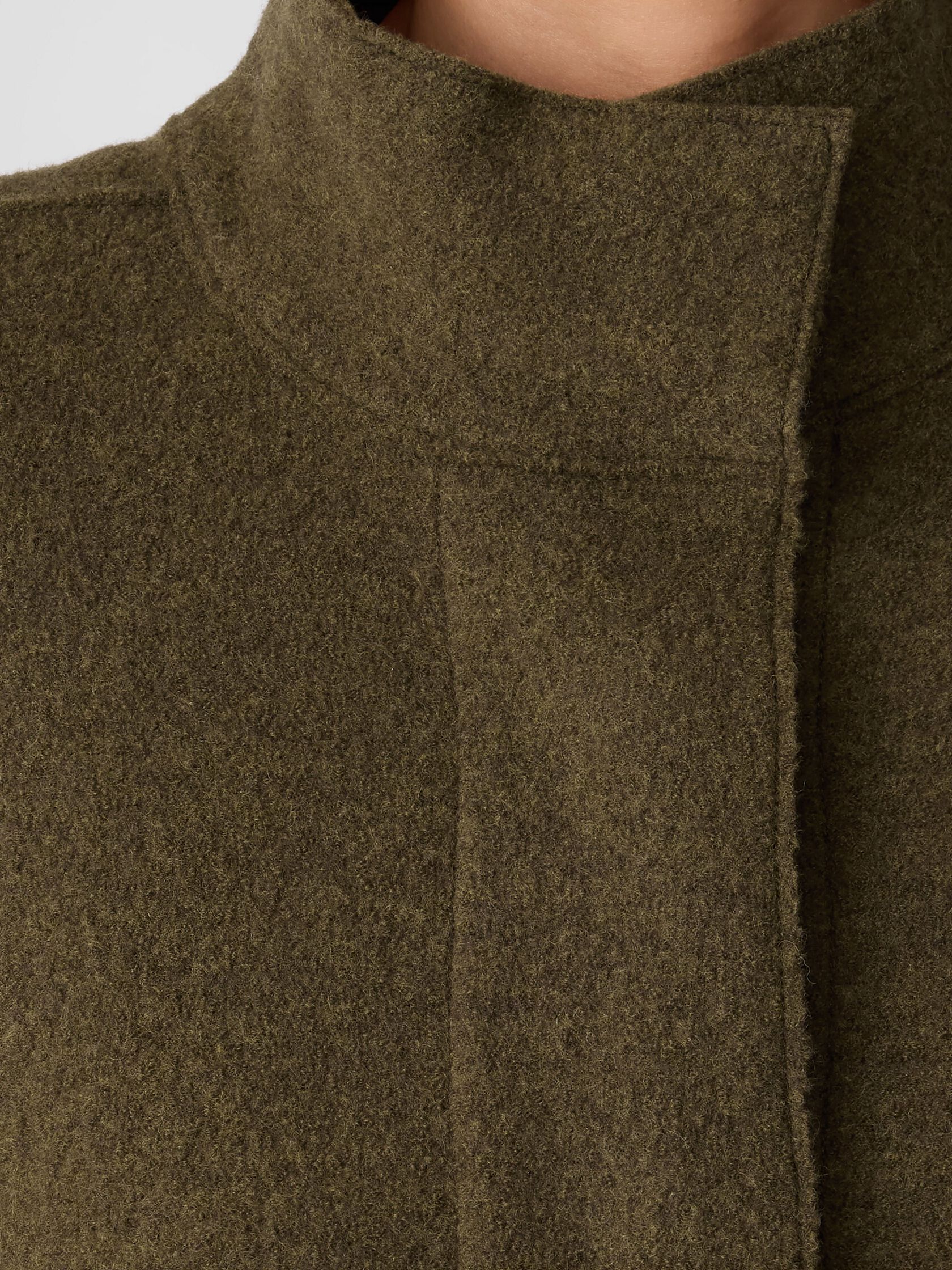 Lightweight Boiled Wool Stand Collar Jacket in Regenerative Wool