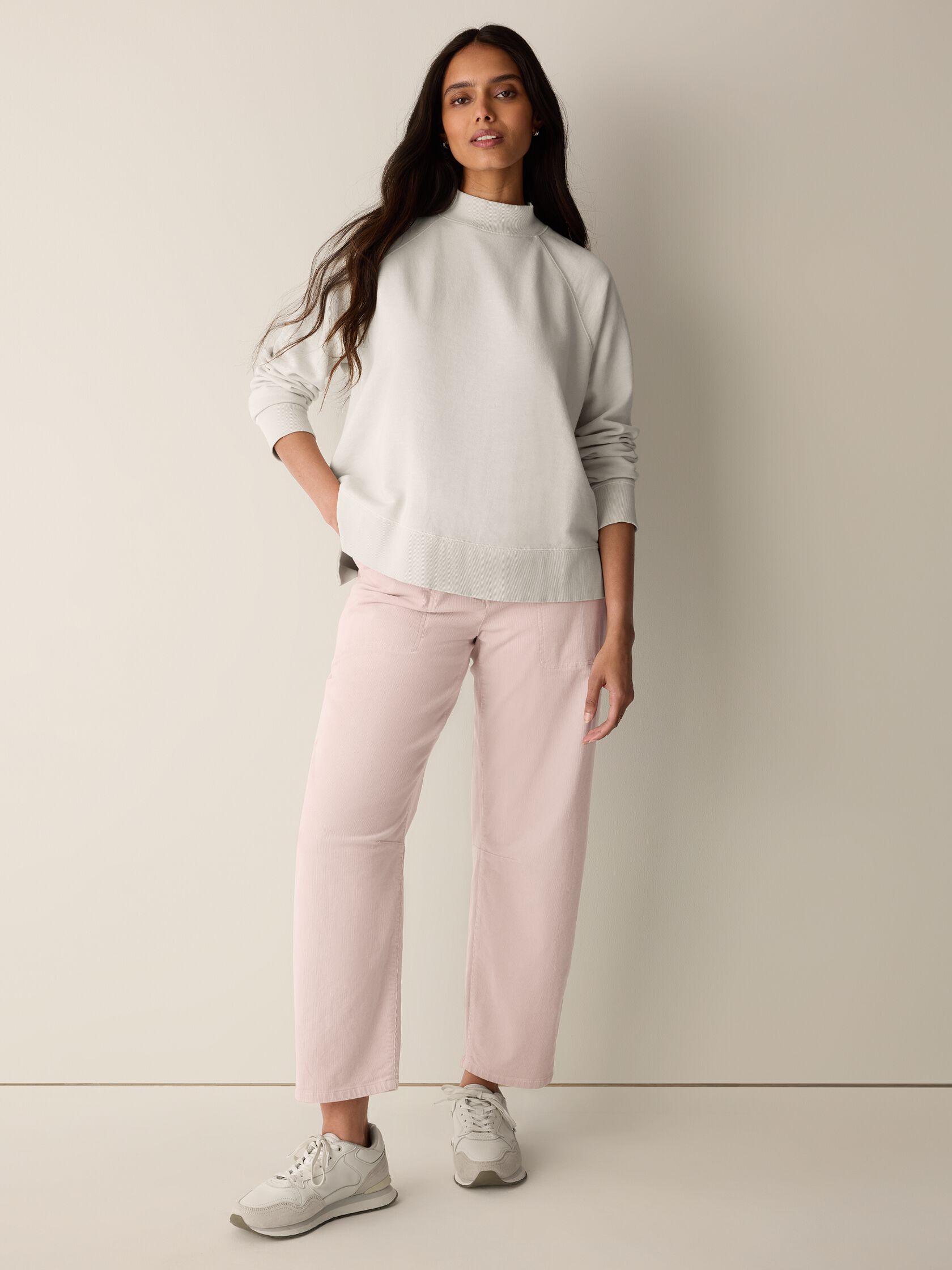 Garment-Dyed Organic Cotton Terry High Neck Top