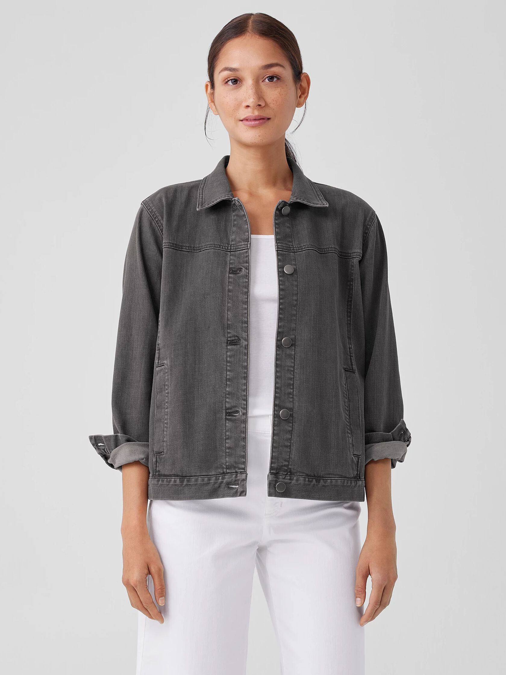 Organic Cotton Stretch Classic Collar Jacket | EILEEN FISHER